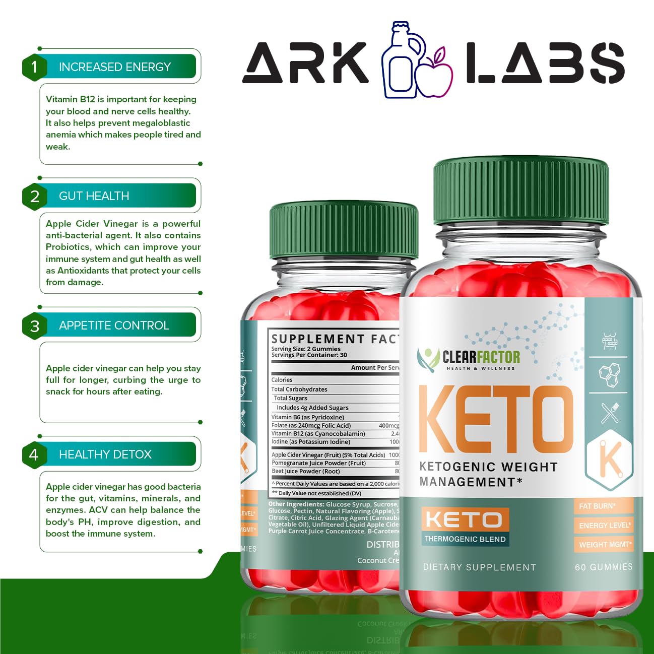 (2 Pack) Clear Factor Gummies, Clear Factor ACV Gummies, Clear Factor Gummy, Clear Factor Ark Labs uk supplements