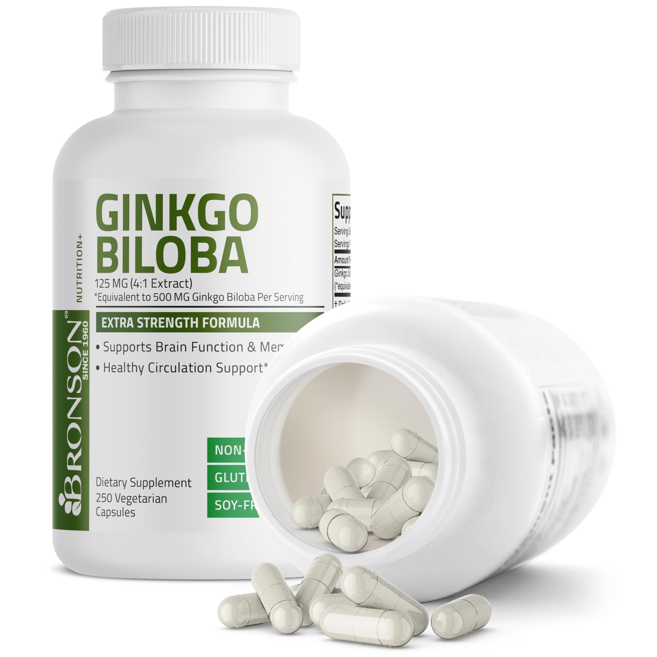 Bronson Ginkgo Biloba Extra Strength 125mg (4:1 Extract) Equivalent to 500mg Bronson uk supplements