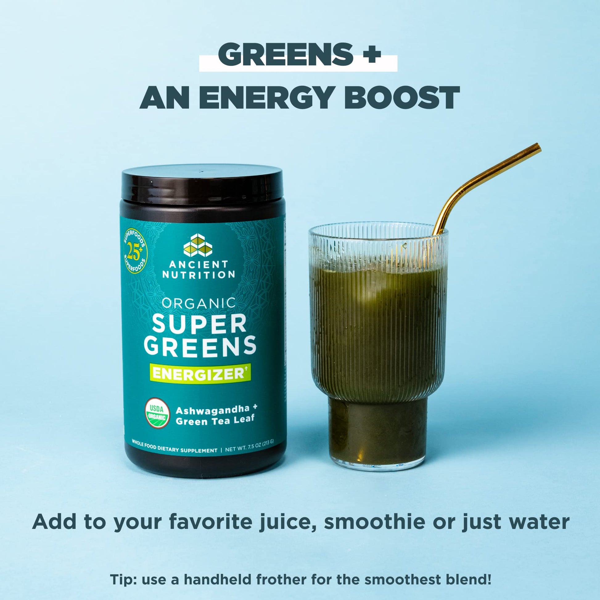 Ancient Nutrition Supergreens Energizer Powder, Organic Superfood Powder with Caffeine Ancient Nutrition uk supplements