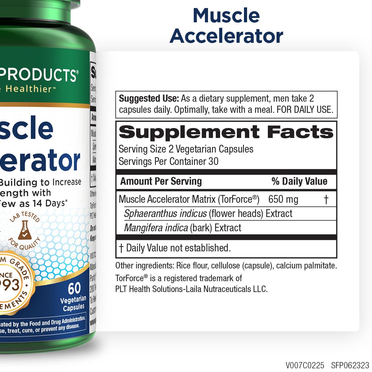 Purity Products Muscle Accelerator 650 mg Patented & Clinically Tested Muscle Accelerator Blend of Ayurvedic Herbal Extracts Promotes Strength, Endurance + Muscle Growth - 60 Veg Caps Purity Products uk supplements