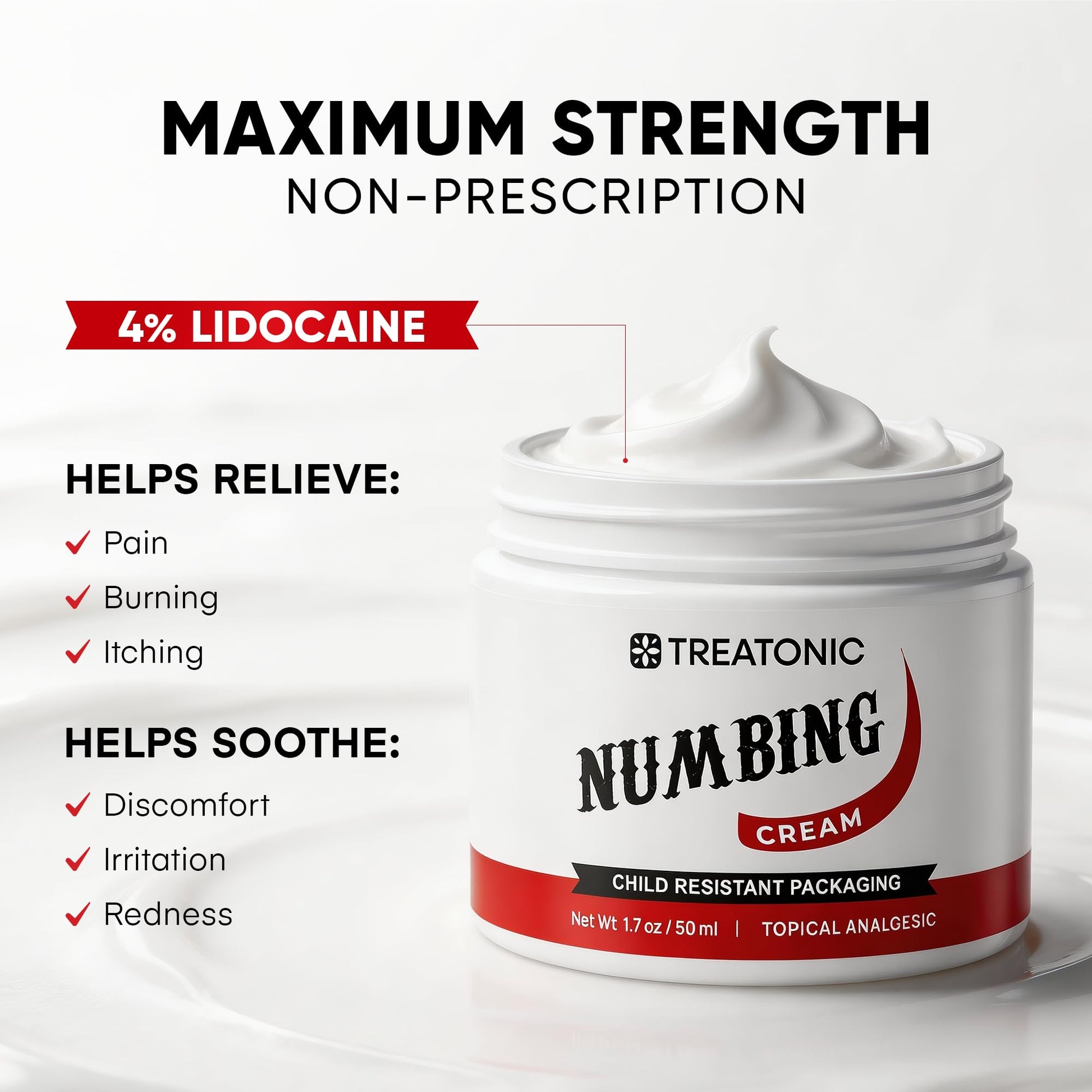 Treatonic Numbing Cream: Extra Strength Numbing Cream for Discomfort, Burning, Itching, & After Sun - Maximum Strength Topical Anesthetic with Menthol & Emu Oil for Toes Feet Hands Legs Arms – 1.7oz Treatonic uk supplements