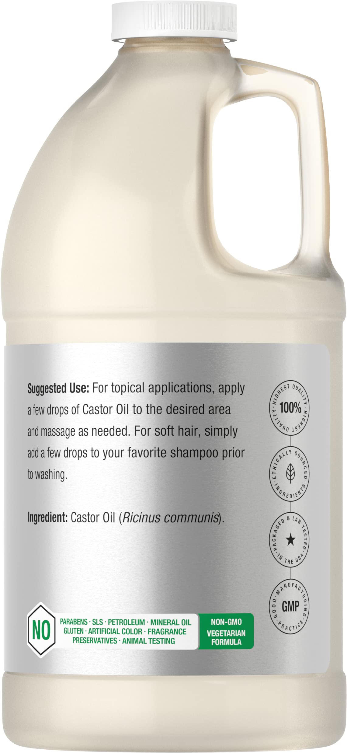 Castor Oil 64oz | for Hair Health, Eyelashes & Eyebrows | Hexane Free & Cold Pressed Horbäach uk supplements