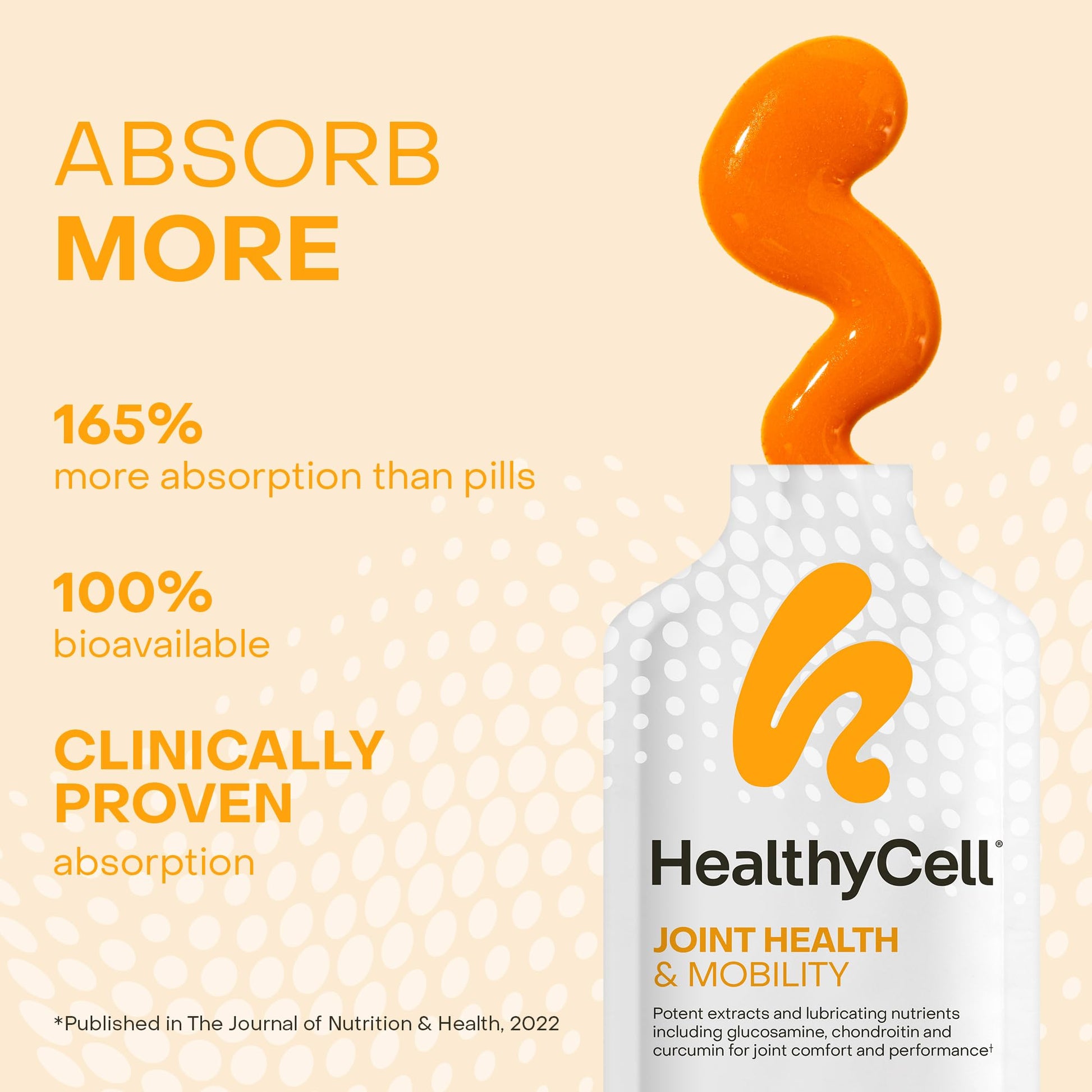 Healthycell Joint Health & Mobility Daily Liquid Supplement - Joint Support Supplement, Inflammation Response, Cartilage & Flexibility with Curcumin, Glucosamine & Chondroitin - 14 Gel Packs Healthycell uk supplements