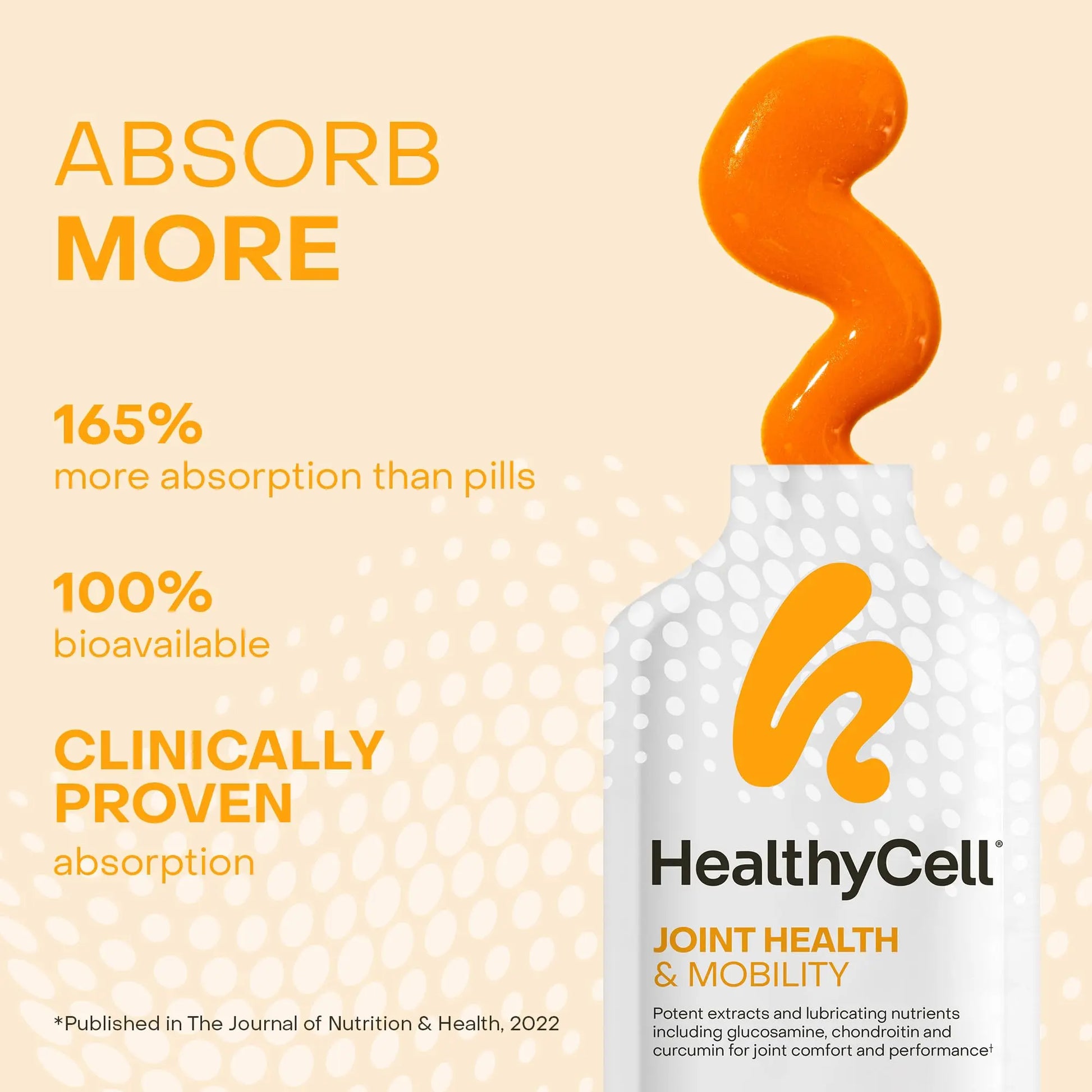 Healthycell Joint Health & Mobility Daily Liquid Supplement - Joint Support Supplement, Inflammation Response, Cartilage & Flexibility with Curcumin, Glucosamine & Chondroitin - 30 Gel Packs Healthycell uk supplements