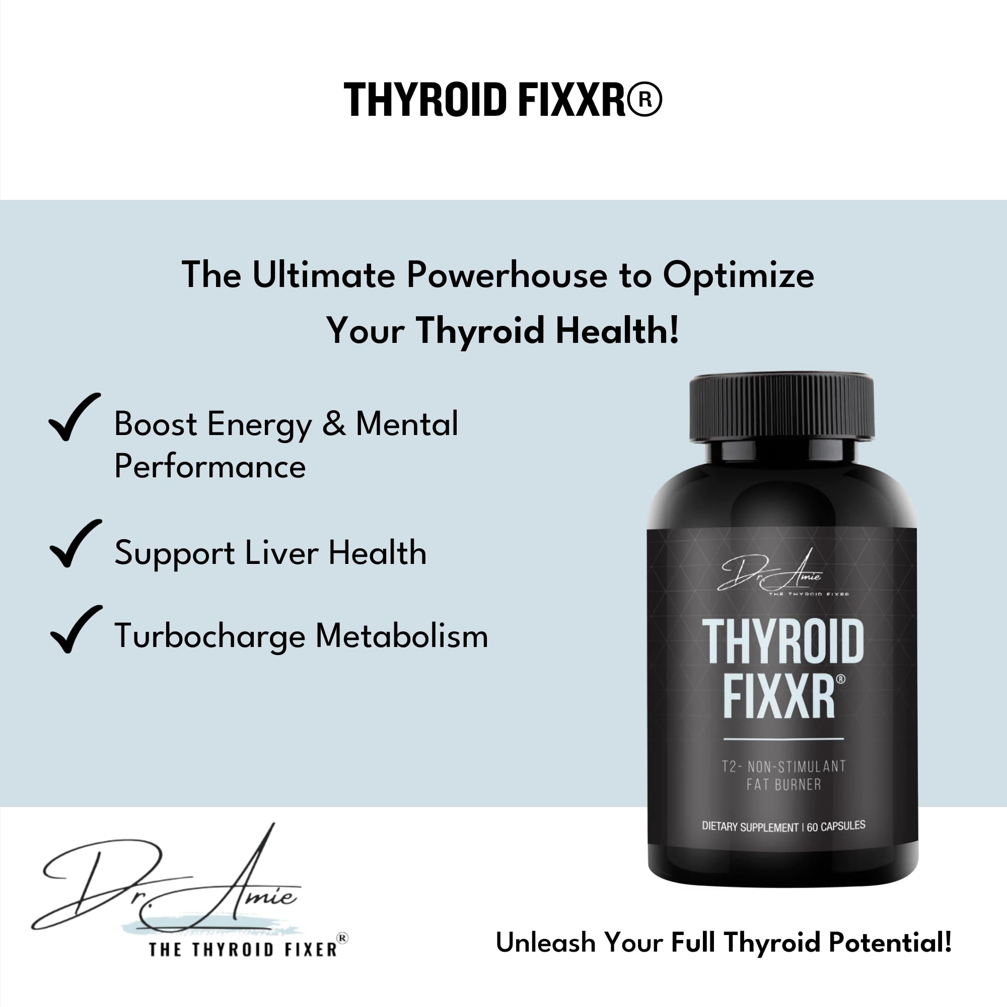 Fixxr Thyroid Support by Dr. Amie | T2 Thyroid Supplement | 30 Day Supply, 60 Capsules Fixxr uk supplements