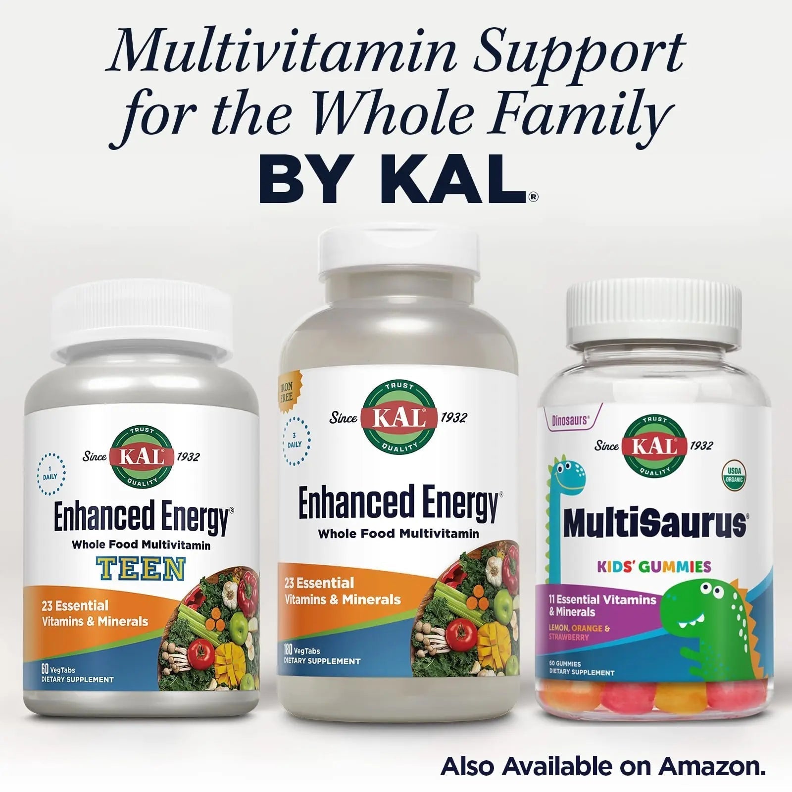 KAL® Enhanced Energy Multivitamin | Whole Food Based Vitamins & Minerals w/ Antioxidants, Digestive Enzymes & Natural Carotenoids | 180 Capsules KAL uk supplements