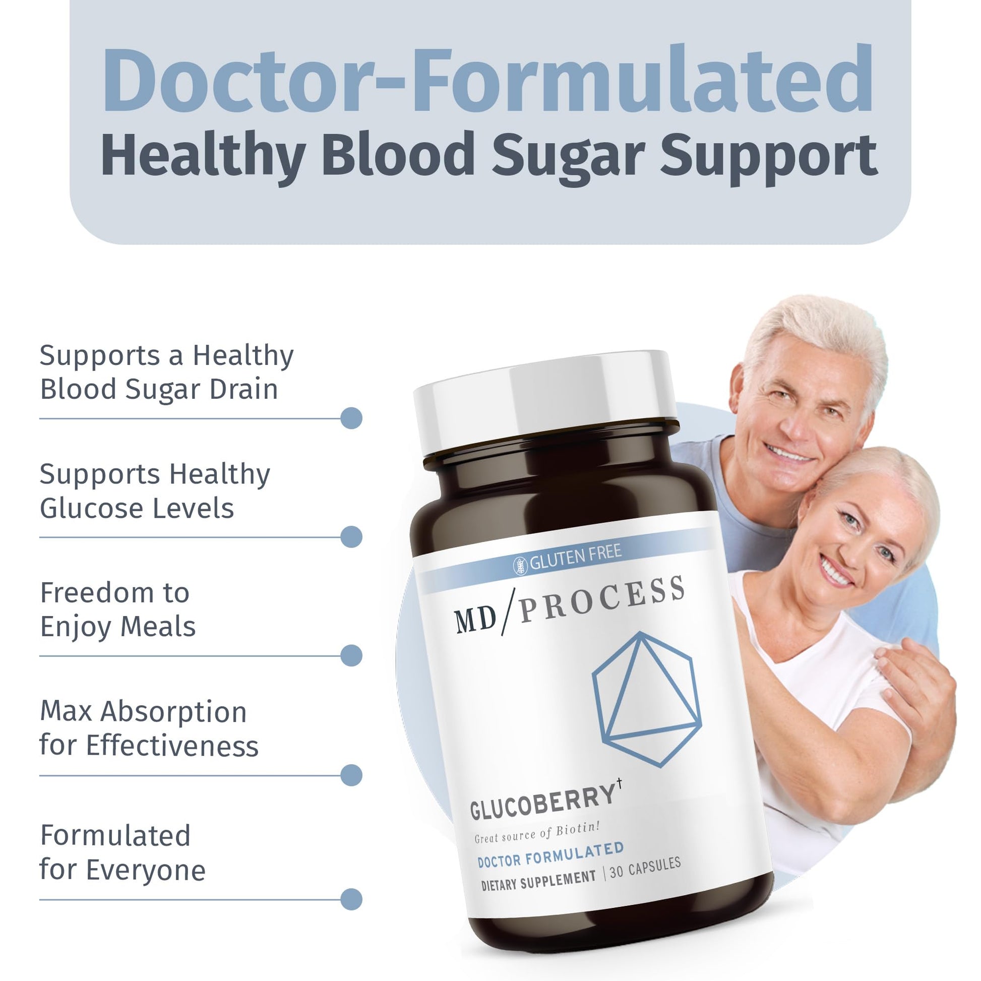 MD Process GlucoBerry Maqui Berry Extract with Chromium Picolinate for Blood Health Support - with Biotin and Gymnema Sylvestre - Doctor Formulated - 30 Capsules MD Process uk supplements