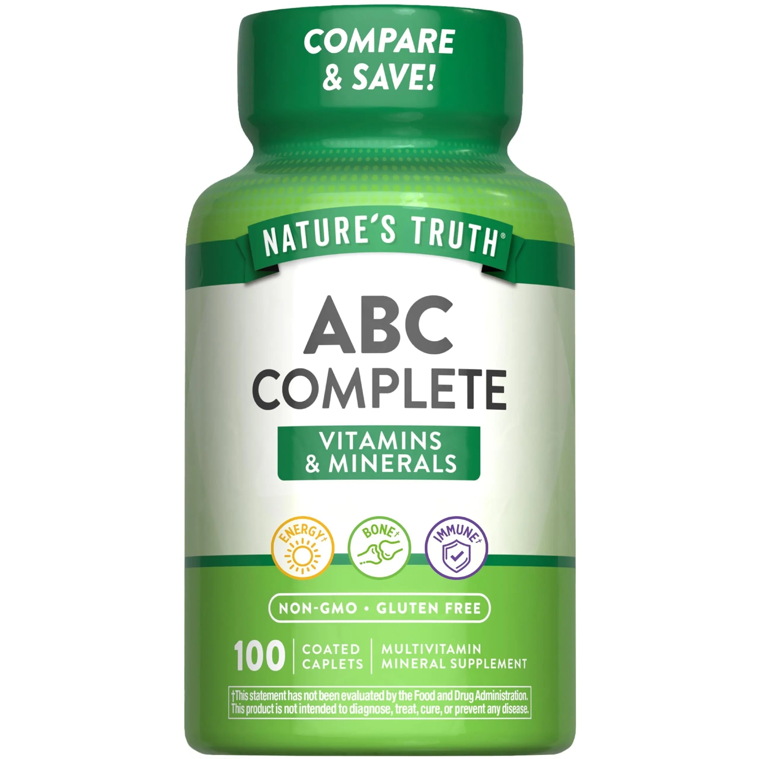 Nature's Truth Adult ABC Complete Multivitamin for Men and Women | 100 Caplets | Non-GMO & Gluten Free Nature's Truth uk supplements