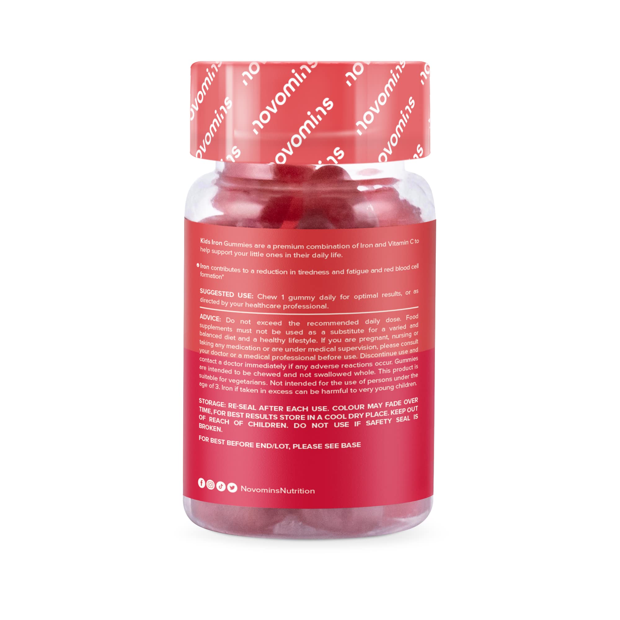 Kids Iron Gummies – Iron Supplement for Kids – Energy & Immune System – Vegan novomins uk supplements