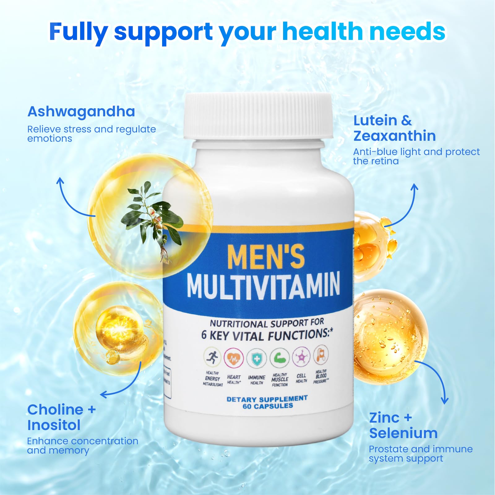 ssumiao Men's Multivitamins Contain 50+ Nutrients Including Vitamin D Daily, Supplement with Vitamin B12, Zinc, Magnesium, Men's Once Daily Multivitamin - 60 Tablets ssumiao uk supplements
