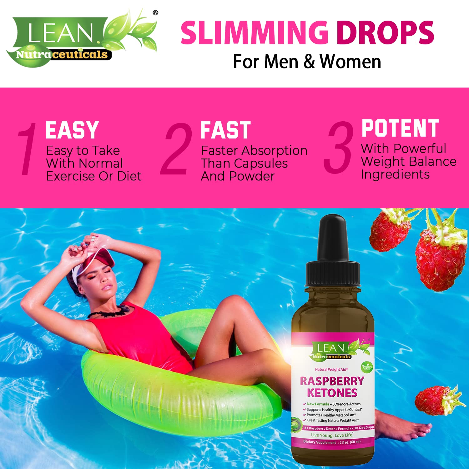 Weight Loss Perfect Keto Raspberry Ketone Drops, Appetite Suppressant Fat Burner LEAN Nutraceuticals uk supplements