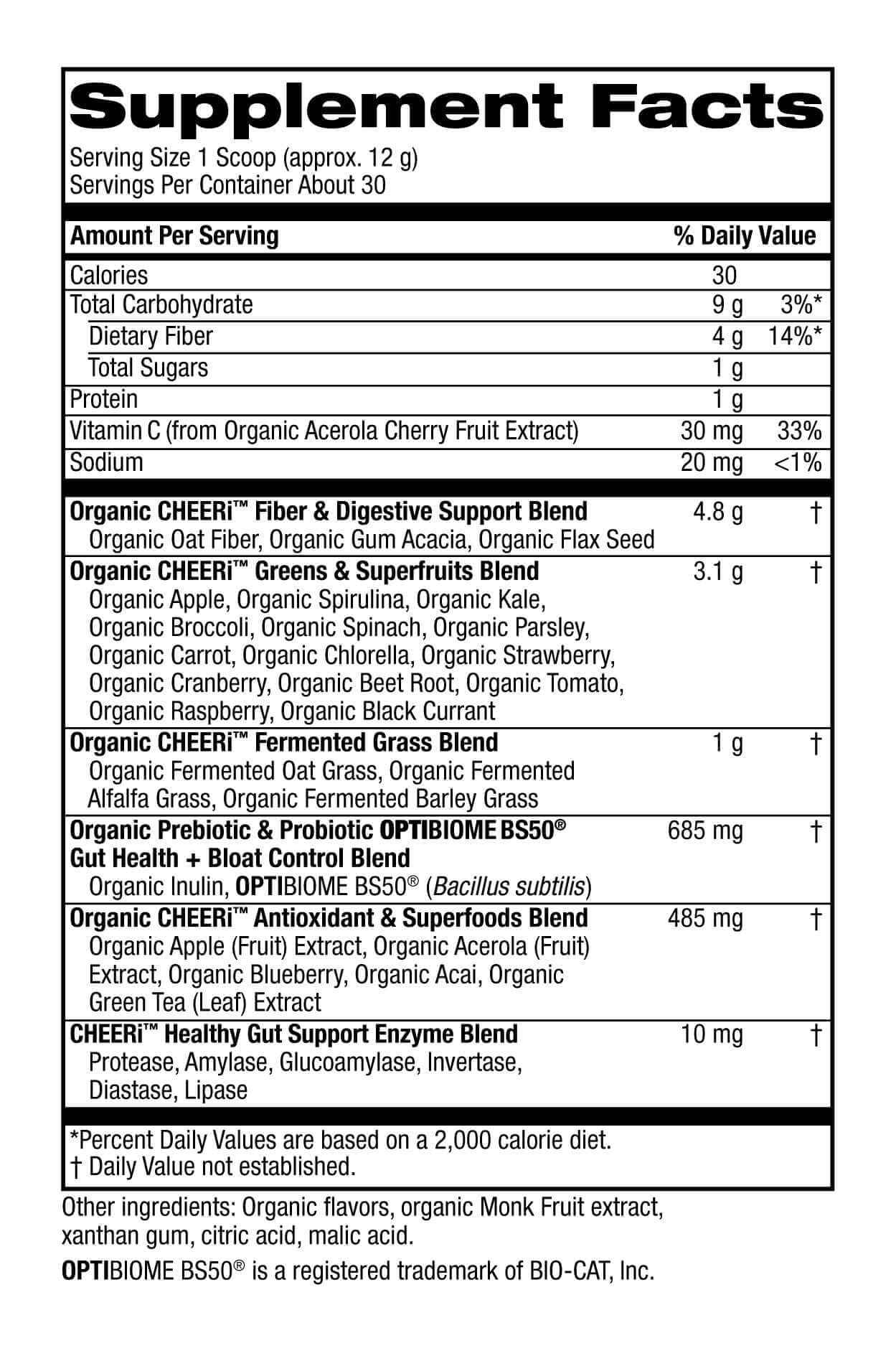 Cheerific Crisp Apple Greens Superfood Powder - 20+ Organic Superfoods + Prebiotic & Probiotics + More - Keto Friendly - Supports Positive Mood, Gut Health - Vegan, Gluten Free, Non-GMO - 30 Day Cheerific uk supplements