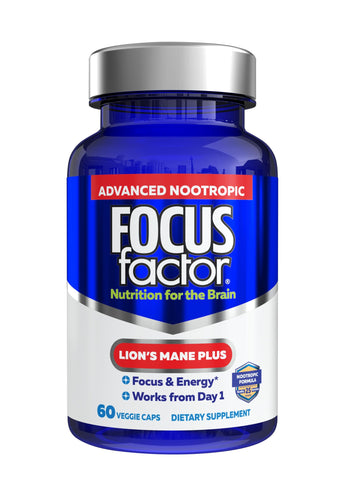 Focus Factor Lions Mane Plus, Advanced Nootropic with L-Theanine, Caffeine, Focus and Energy (60 Count) Focus Factor uk supplements