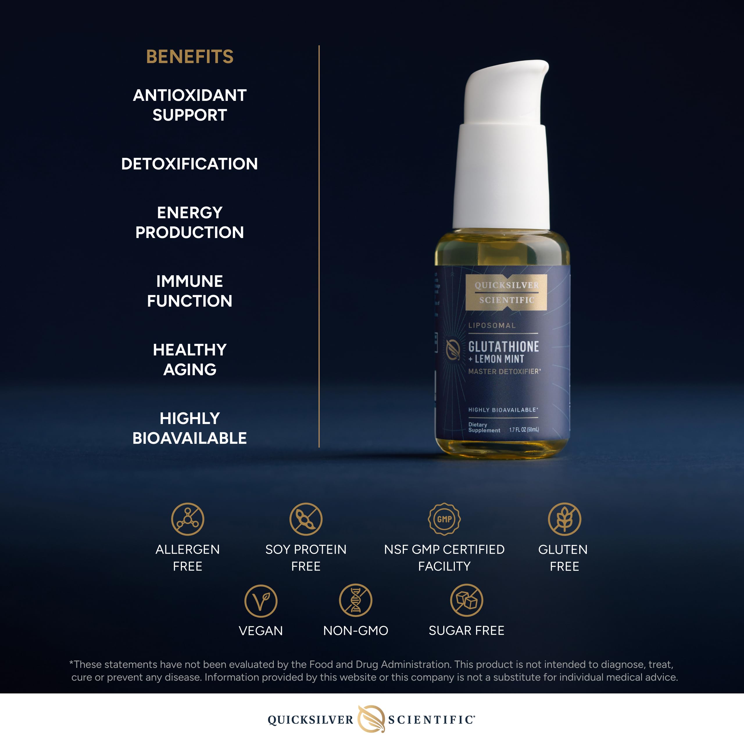 Quicksilver Scientific Liposomal Glutathione - Superior Absorption Oral Glutathione Supplement for Detox & Immune Support - Lemon Mint (1.7 fl oz) Quicksilver Scientific uk supplements