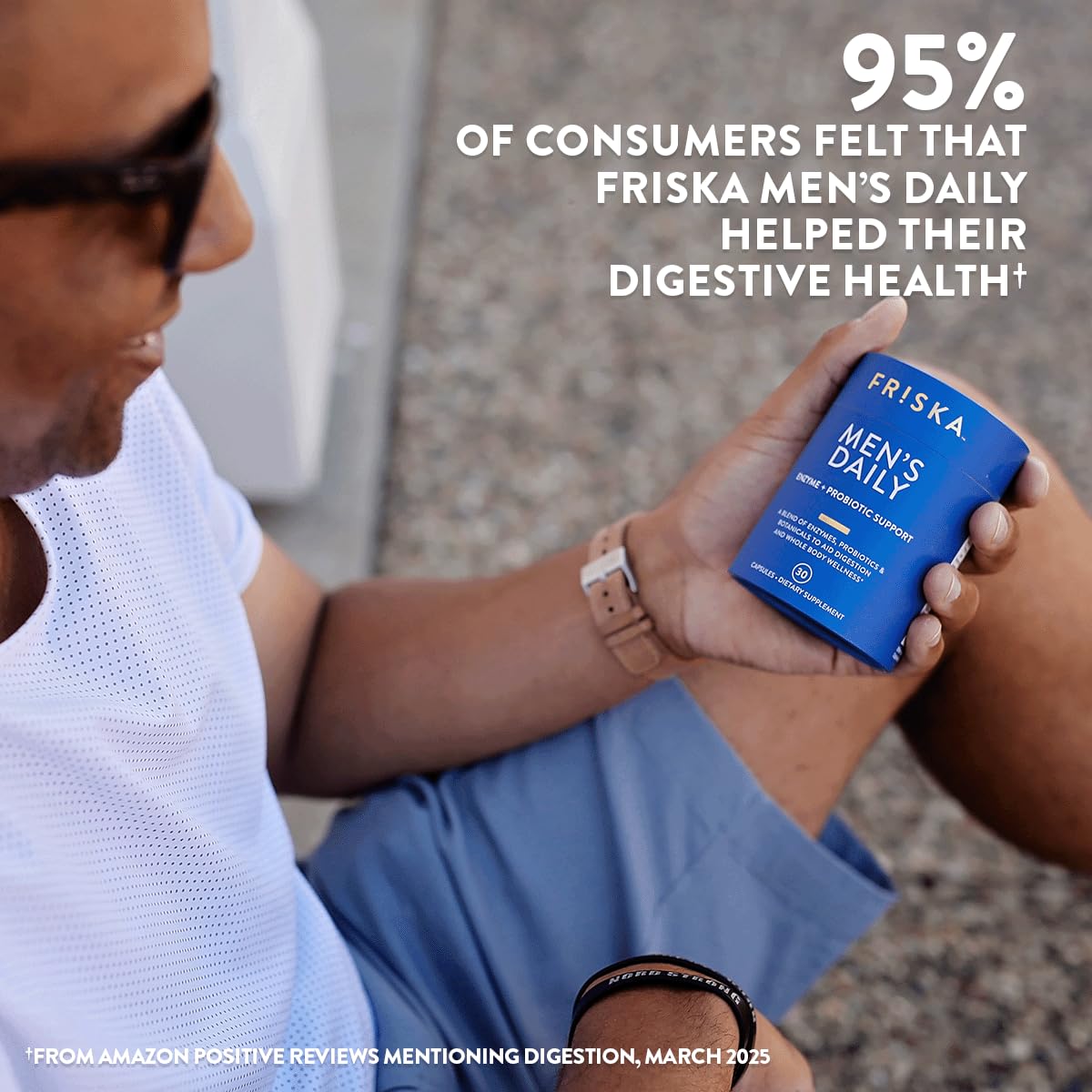 Friska Daily Digestive Enzymes with Probiotics for Men - Helps Break Down Protein, Fat & Carbs, Reduces Bloating & Gas, with Vitamins B6 & B12, 30 Capsules FR!SKA uk supplements