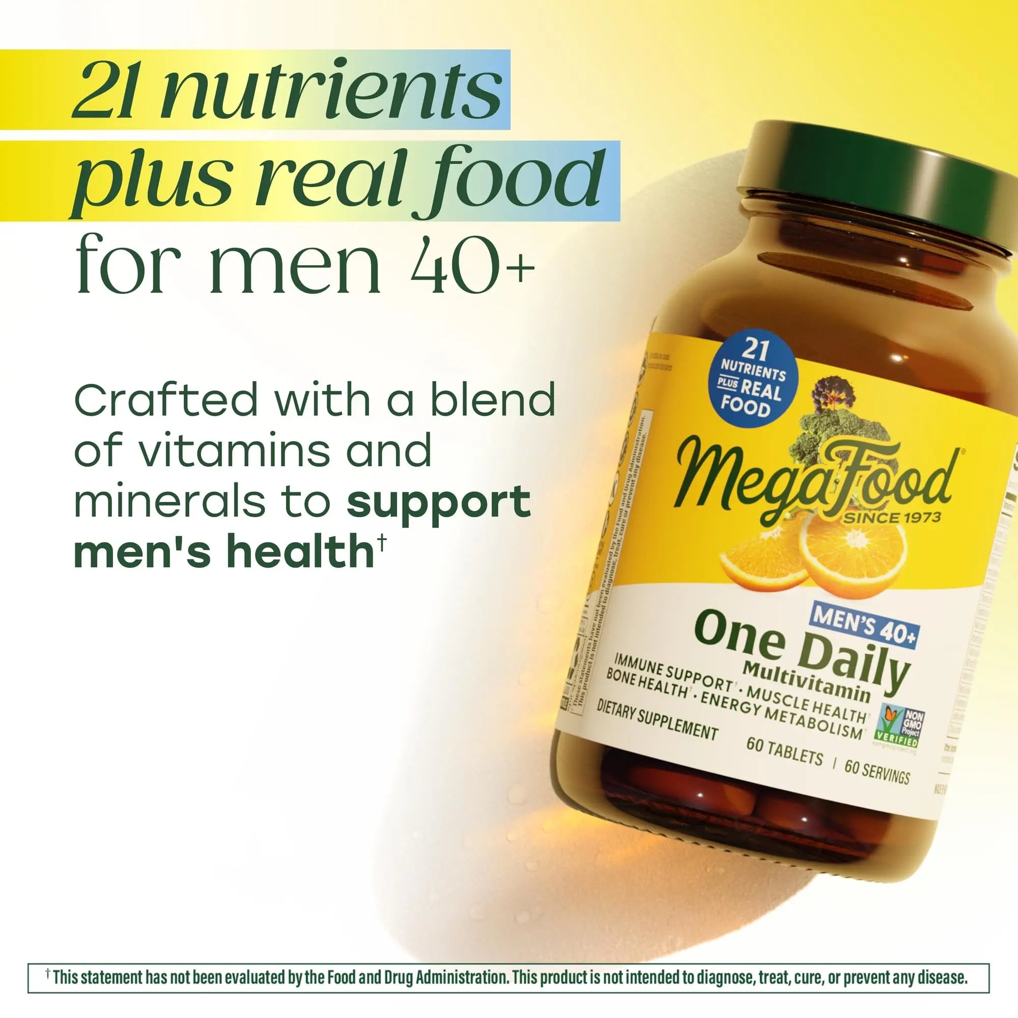 MegaFood Multivitamin for Men 40+ One Daily Mens Multivitamins - Methylated B12, Vitamin D3, B6, C & Zinc, Muscle & Bone Health MegaFood uk supplements