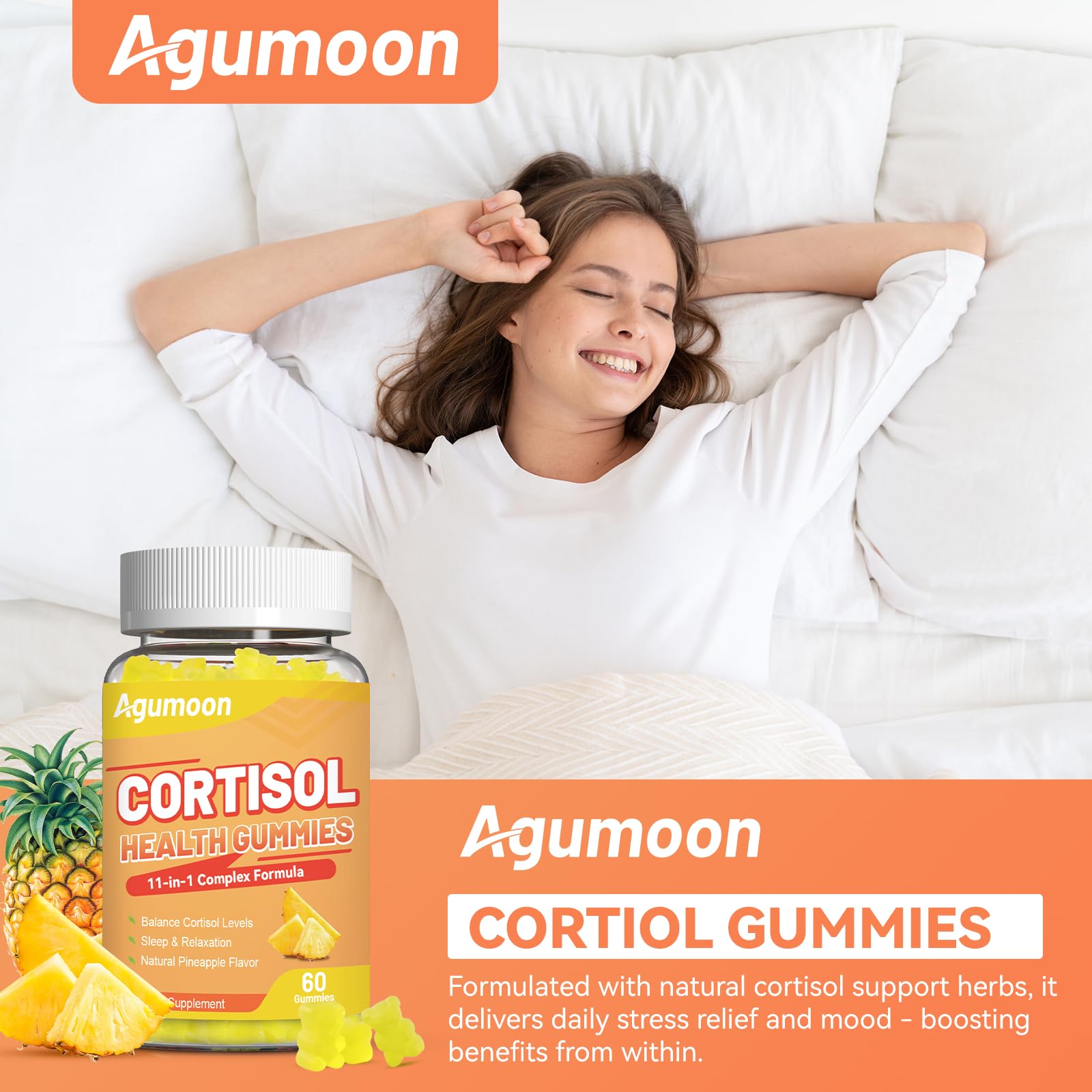 Agumoon Cortisol Gummies for Women, Cortisol Supplements with Ashwagandha, Magnesium, L-theanine, for Relaxation and Mood Support - 120 Gummies Agumoon uk supplements