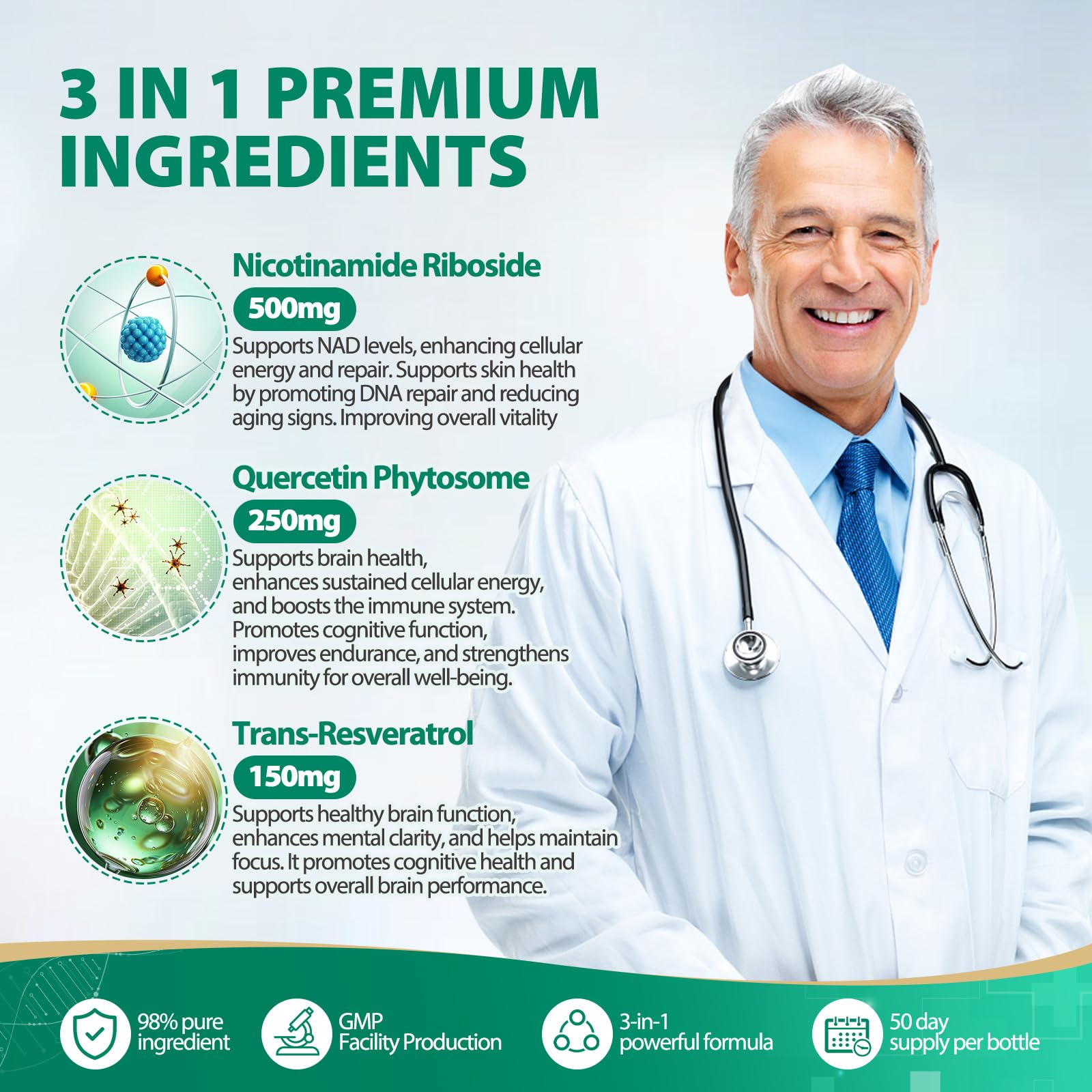 BURMINY NAD Supplement, NAD Nicotinamide Riboside Resveratrol 900mg, Liposomal NAD Supplements for Women & Man, High Purity NMNH Supplement Alternative for Anti-Aging, Energy, Focus - 2Pcs BURMINY uk supplements