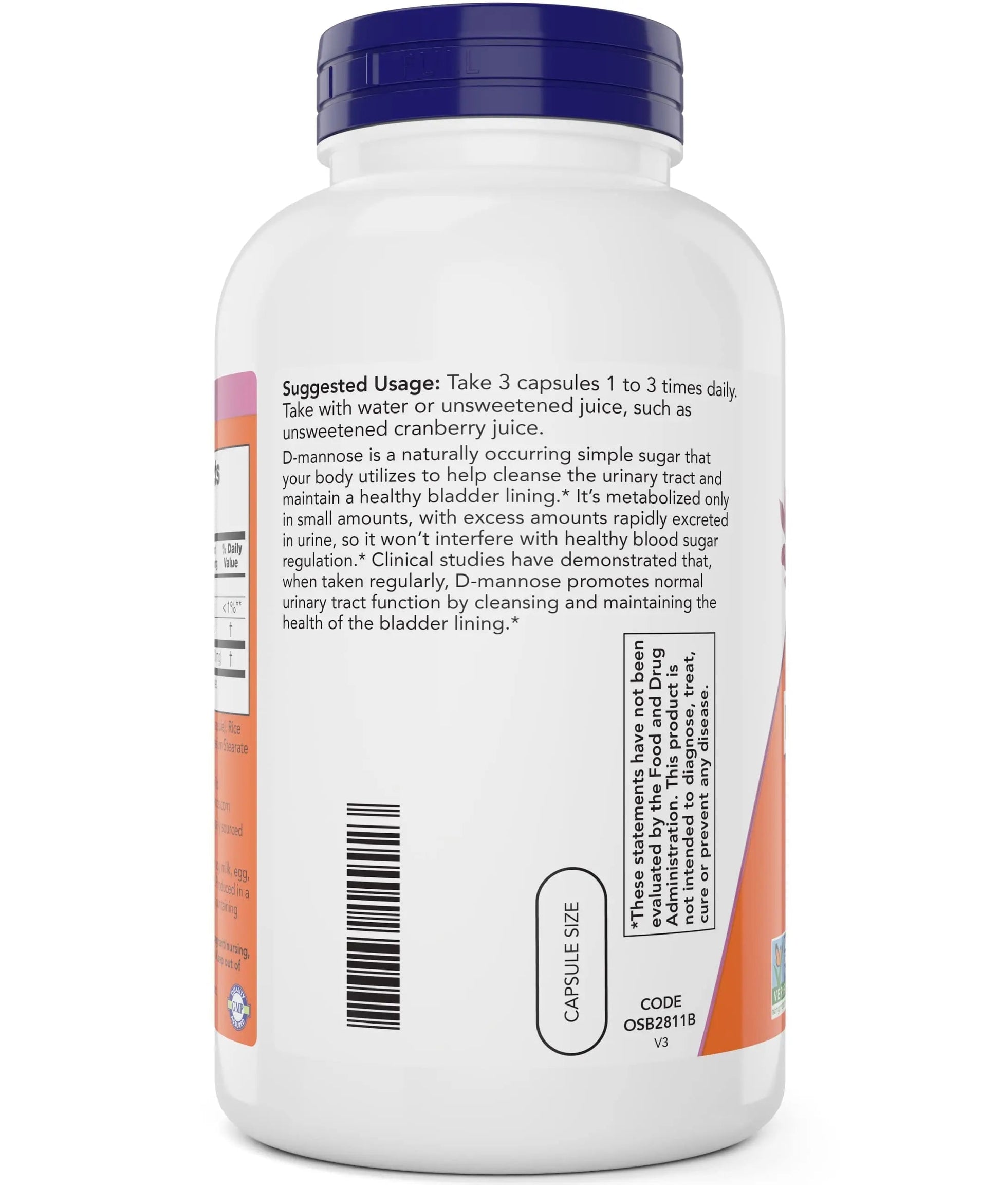 Now D-Mannose 500 mg, 300 Capsules - Vegan, Non GMO Supplement for Women and Men - Supports Healthy Urinary Tract, Cleanses The Bladder NOW Foods uk supplements