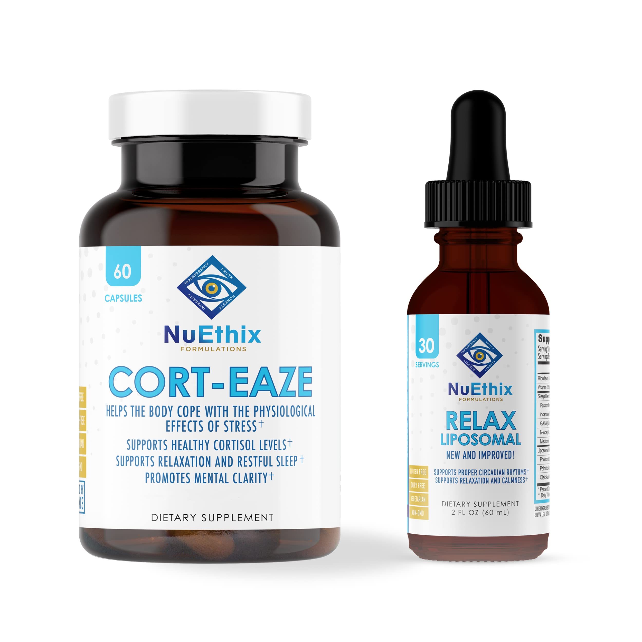 NuEthix Formulations Relaxation Supplement Bundle: Cort-Eaze Cortisol-Control Supplement, 60 Capsules, 30 Servings and Relax Liposomal, 2 Fluid Ounces, 30 Servings NuEthix Formulations uk supplements