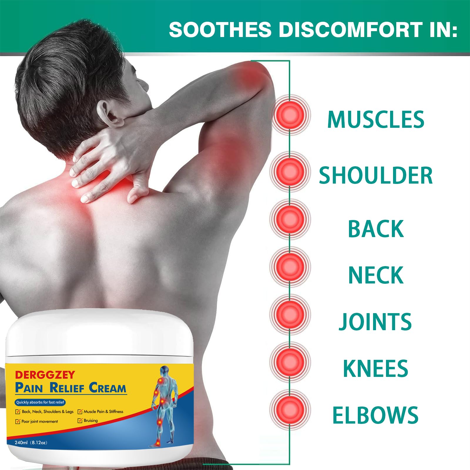 Derggzey Naturals Arthritis Pain Relief Cream 8 oz - Maximum Strength Deep Penetrating for Joint, Muscle, Knee, Back, Feet, Hand, Ankle - Effective Soothing Derggzey uk supplements