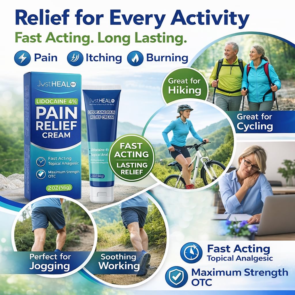 JustHeal RX Lidocaine Cream for Hemorrhoids | 2 OZ Tube – Fast-Acting 4% Lidocaine Numbing Cream & Topical Analgesic Cream for Anorectal Itch Relief | OTC Lidocaine Cream Maximum Strength JustHeal RX uk supplements