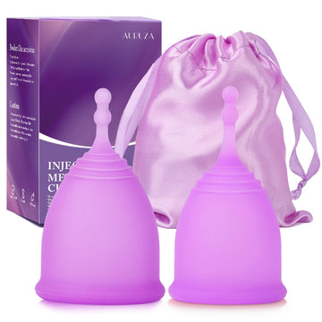 AURUZA Menstrual Cups, Set of 2 Reusable Period Cups Kit for Girls & Women, Silicone Soft Cups AURUZA uk supplements