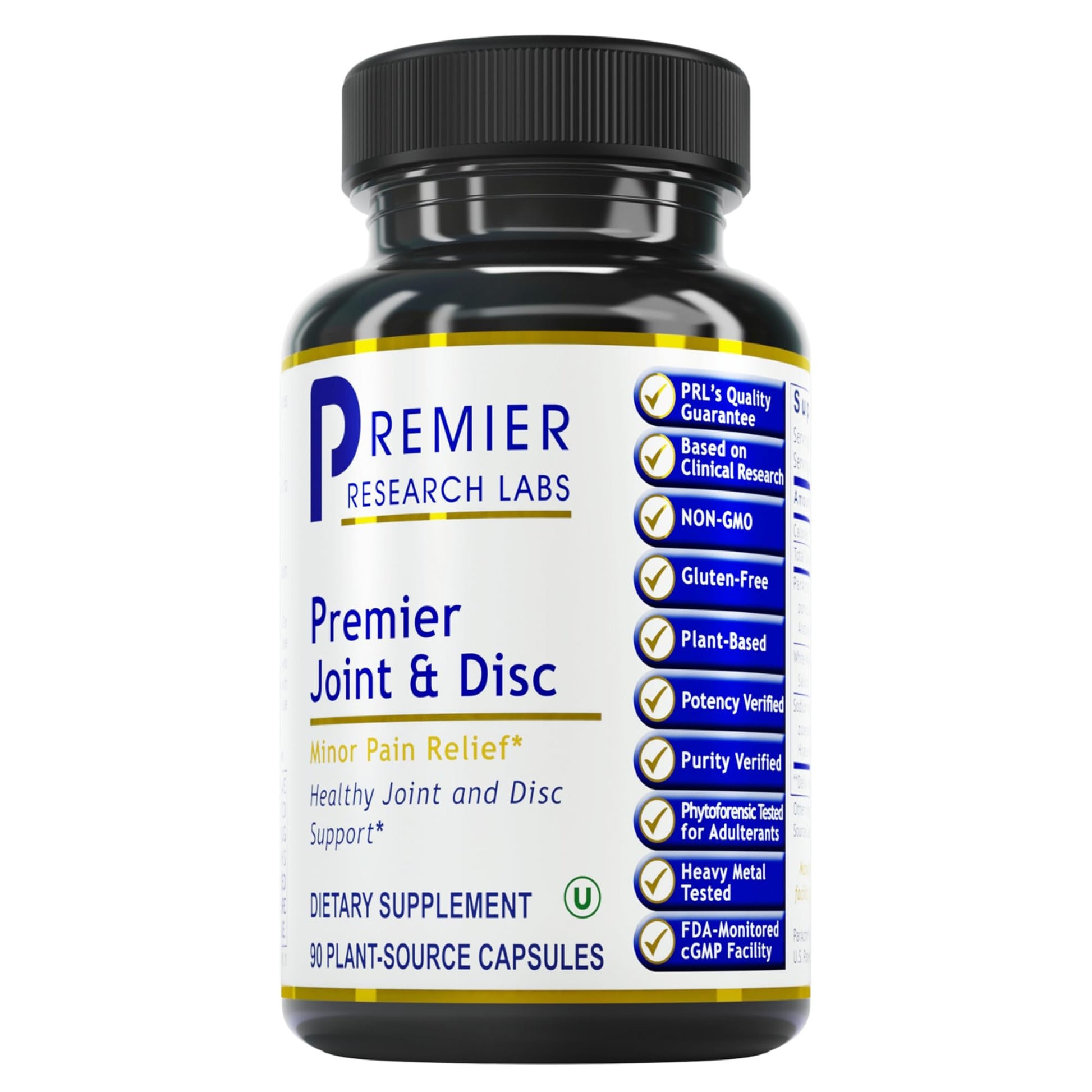 Premier Research Labs Joint & Disc Support Supplement - for Men & Women, Glucosamine, Joint Mobility and Muscle Health, Cartilage Repair, Gluten Free, Plant-Sourced - 90 Capsules Premier Research Labs uk supplements