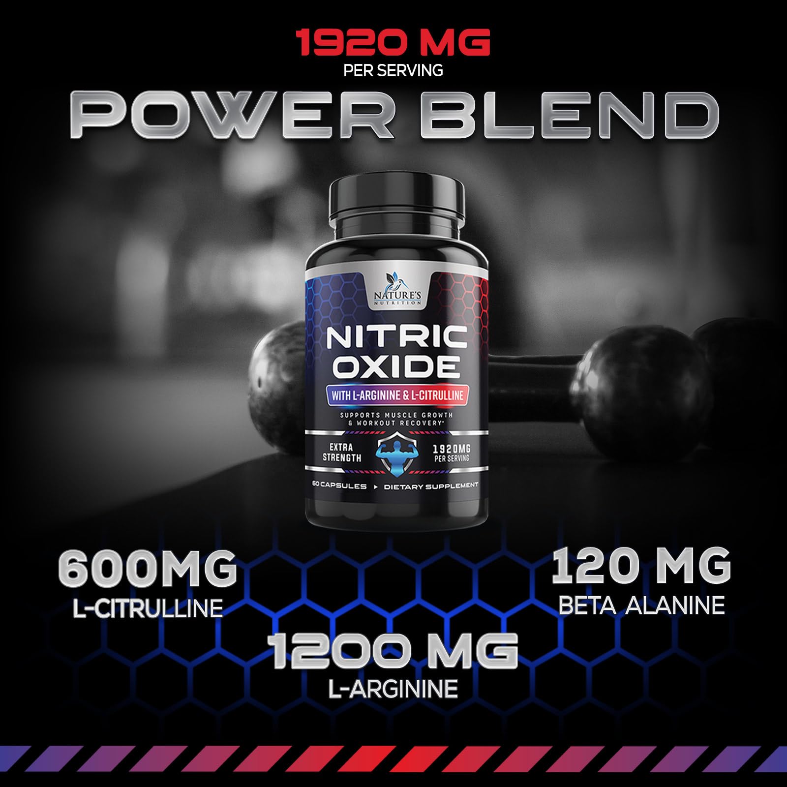 Extra Strength Nitric Oxide Supplement L Arginine 3X Strength - Citrulline Malate, AAKG Nature's Nutrition uk supplements