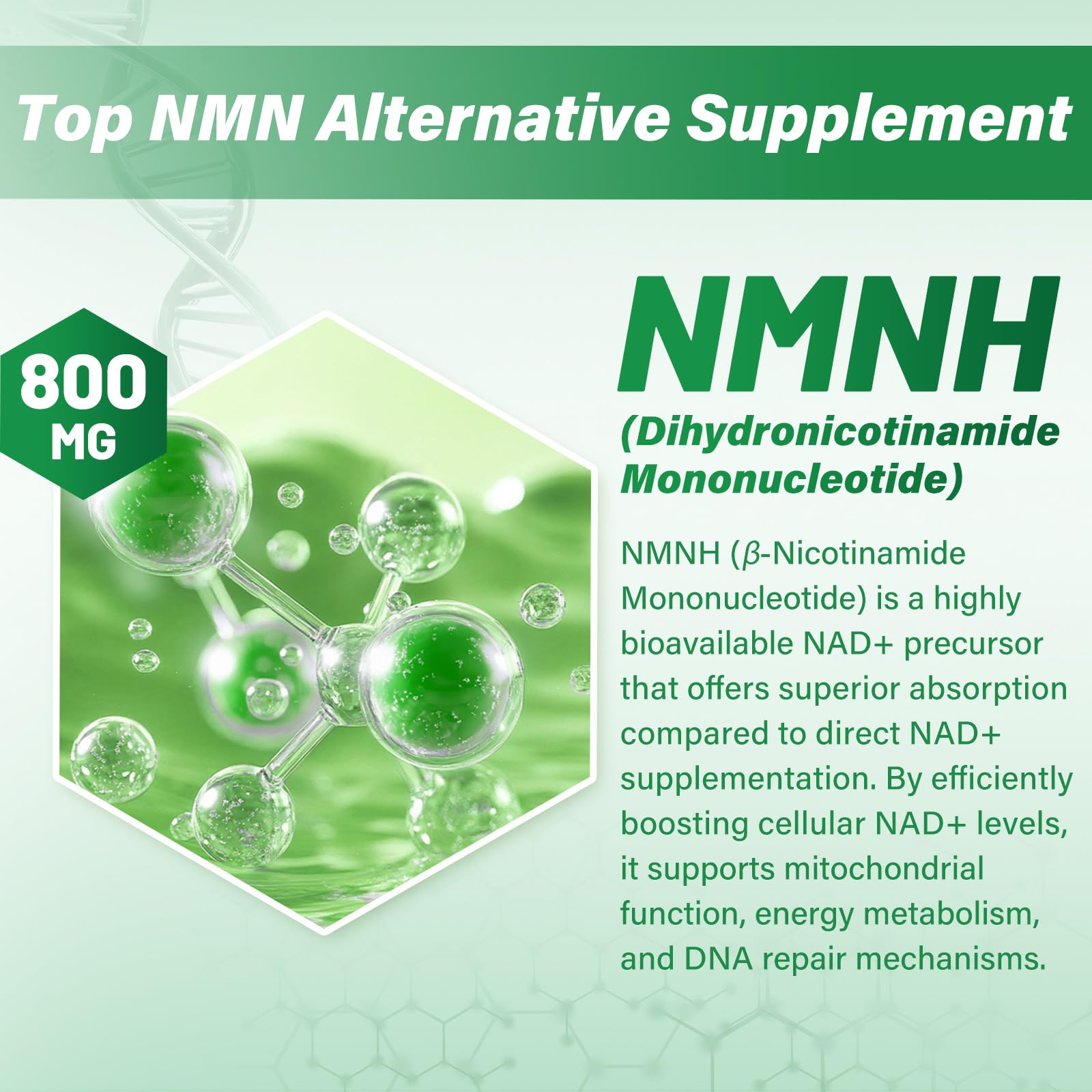 SUPRANOURISH Pure NMNH Supplement 120 Capsules - 800mg High-Purity NMNH Supplements, NAD Supplement for Boost NAD+ for Anti-Aging & Cellular Energy SUPRANOURISH uk supplements