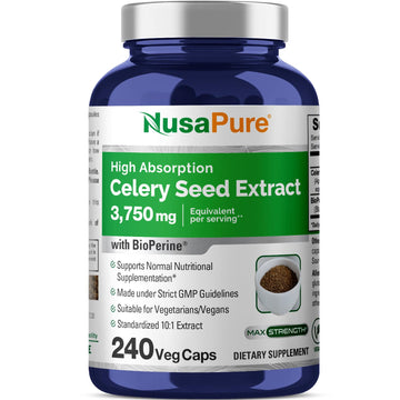NusaPure Celery Seed Capsules 10:1 Extract, 375 mg Equivalent to 3750mg, 240 Veggie Caps, Non-GMO, Vegan NusaPure uk supplements