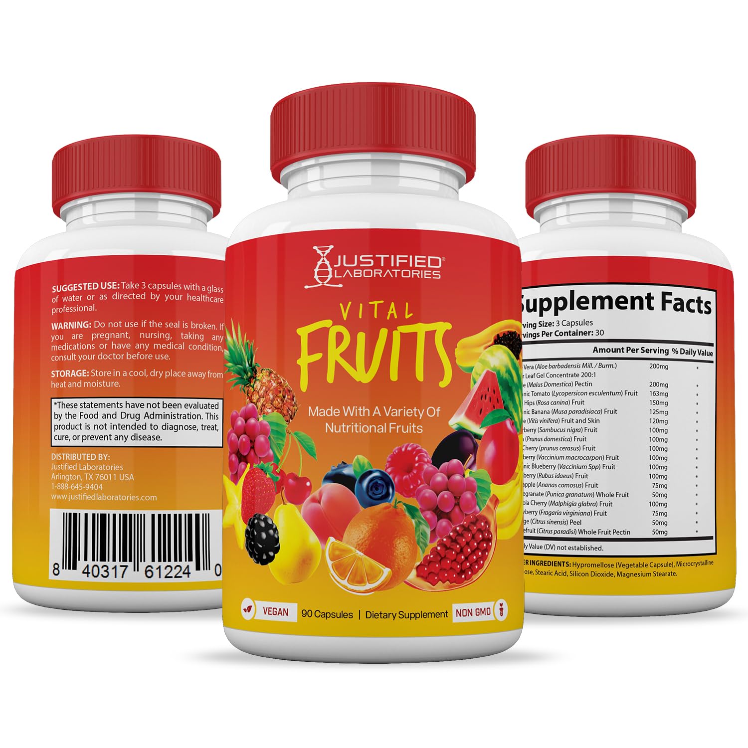 (20 Pack) Vital Fruits and Veggies Supplement Whole Food Red & Green Superfoods Justified Laboratories uk supplements