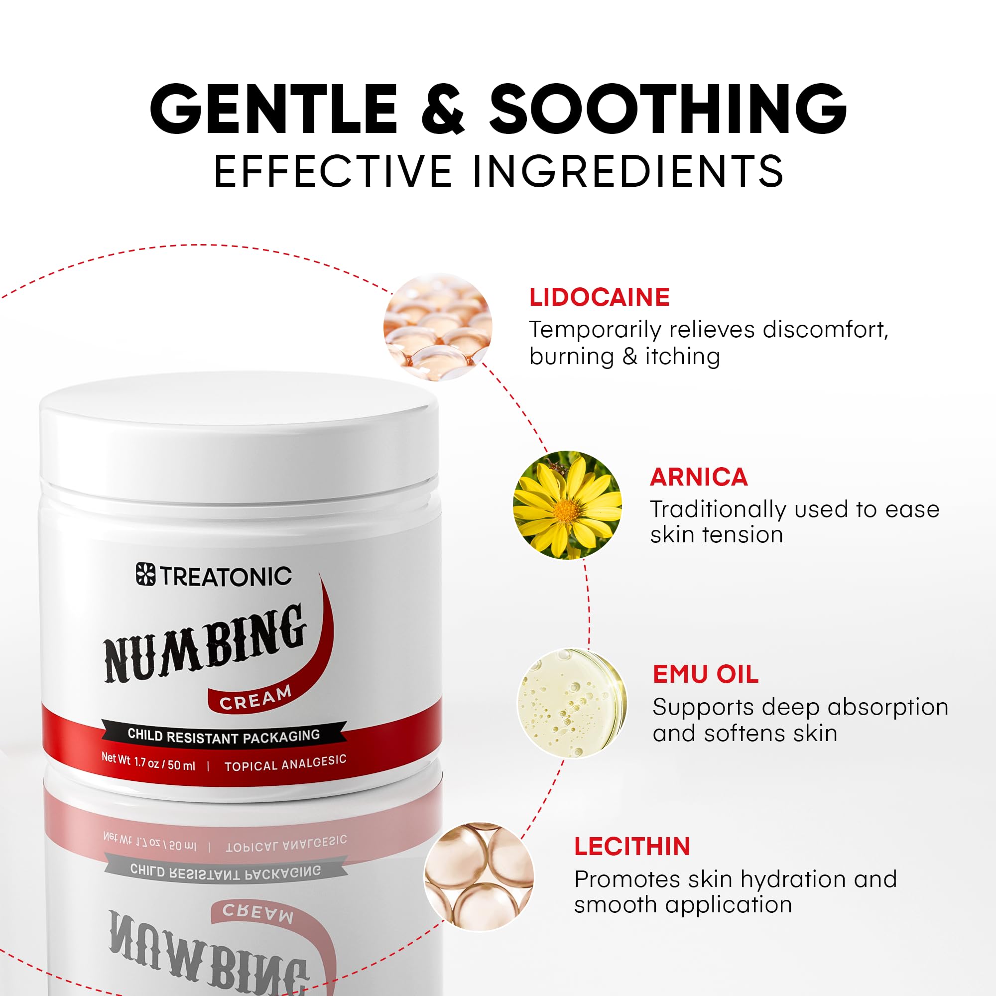 Treatonic Numbing Cream: Extra Strength Numbing Cream for Discomfort, Burning, Itching, & After Sun - Maximum Strength Topical Anesthetic with Menthol & Emu Oil for Toes Feet Hands Legs Arms – 1.7oz Treatonic uk supplements