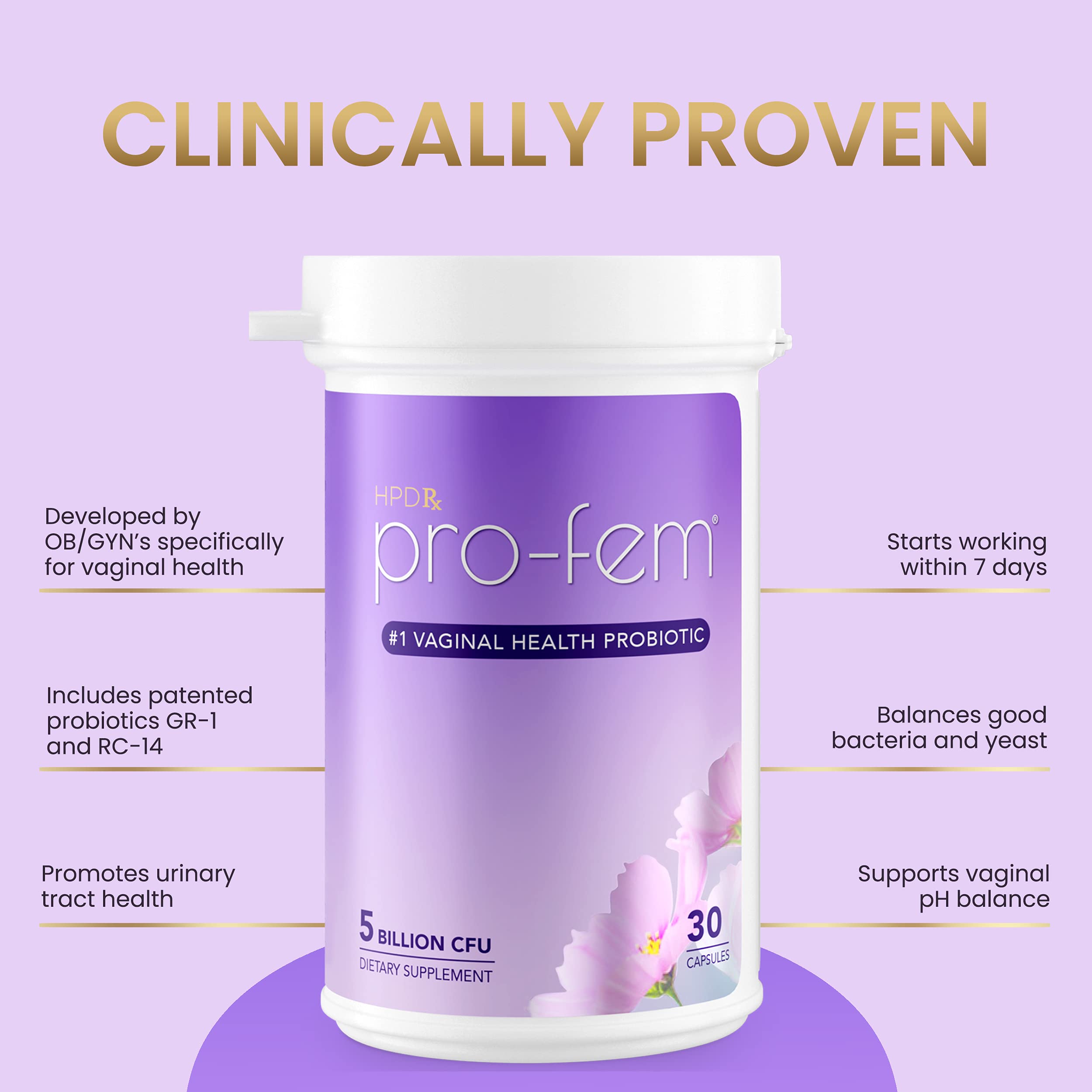 HPD Rx Pro-Fem #1 Vaginal Health Probiotic | Vaginal Probiotics | Clinically Proven to Promote Yeast & PH HPD Rx uk supplements