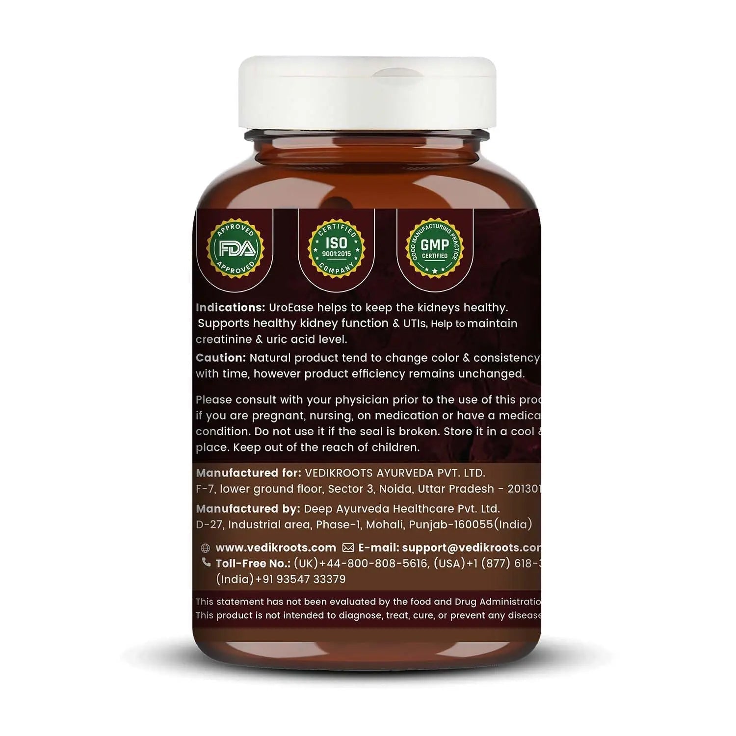 VEDIKROOTS UroEase | Ayurvedic Herbal Supplement for Kidney Health & Uric Acid Levels | Supports Urinary Tract Health | 60 Veg Capsules VEDIKROOTS uk supplements