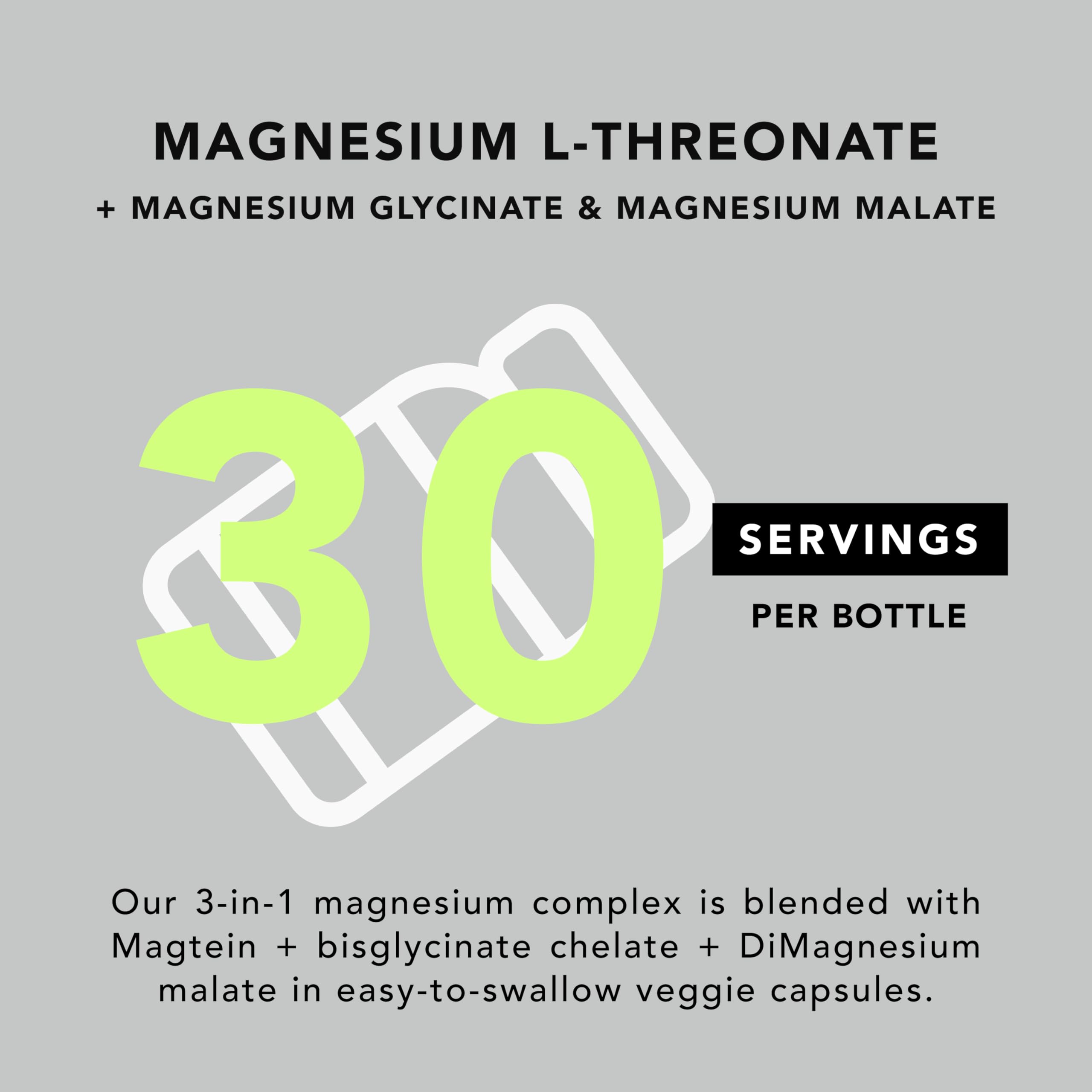 AMANDEAN Magtein Magnesium Complex. L-Threonate, Glycinate, Malate Triple Blend Chelated Magnesium Supplement. 90 Veggie Capsules. High Absorption Branded Ingredients. Brain Health, Sleep, Calm*. AMANDEAN uk supplements