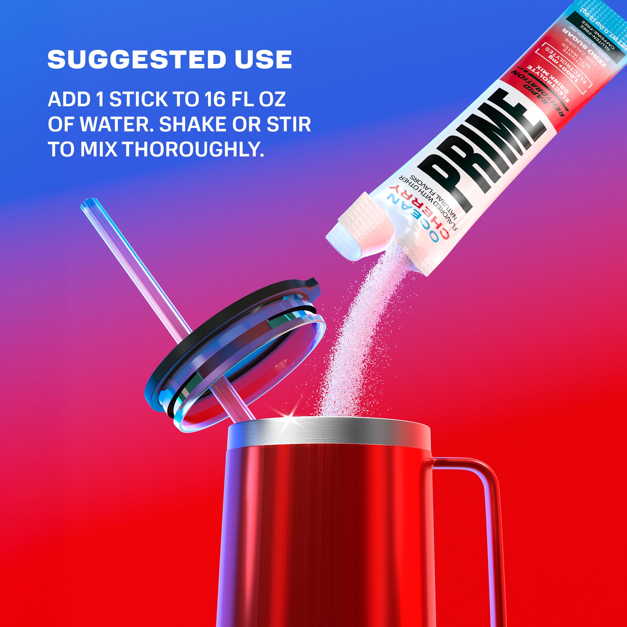 Prime Rapid Rehydration Electrolyte Powder Sticks, Ocean Cherry, Sugar Free Hydration Drink Mix with Sodium, Potassium, Magnesium & B Vitamins PRIME HYDRATION uk supplements