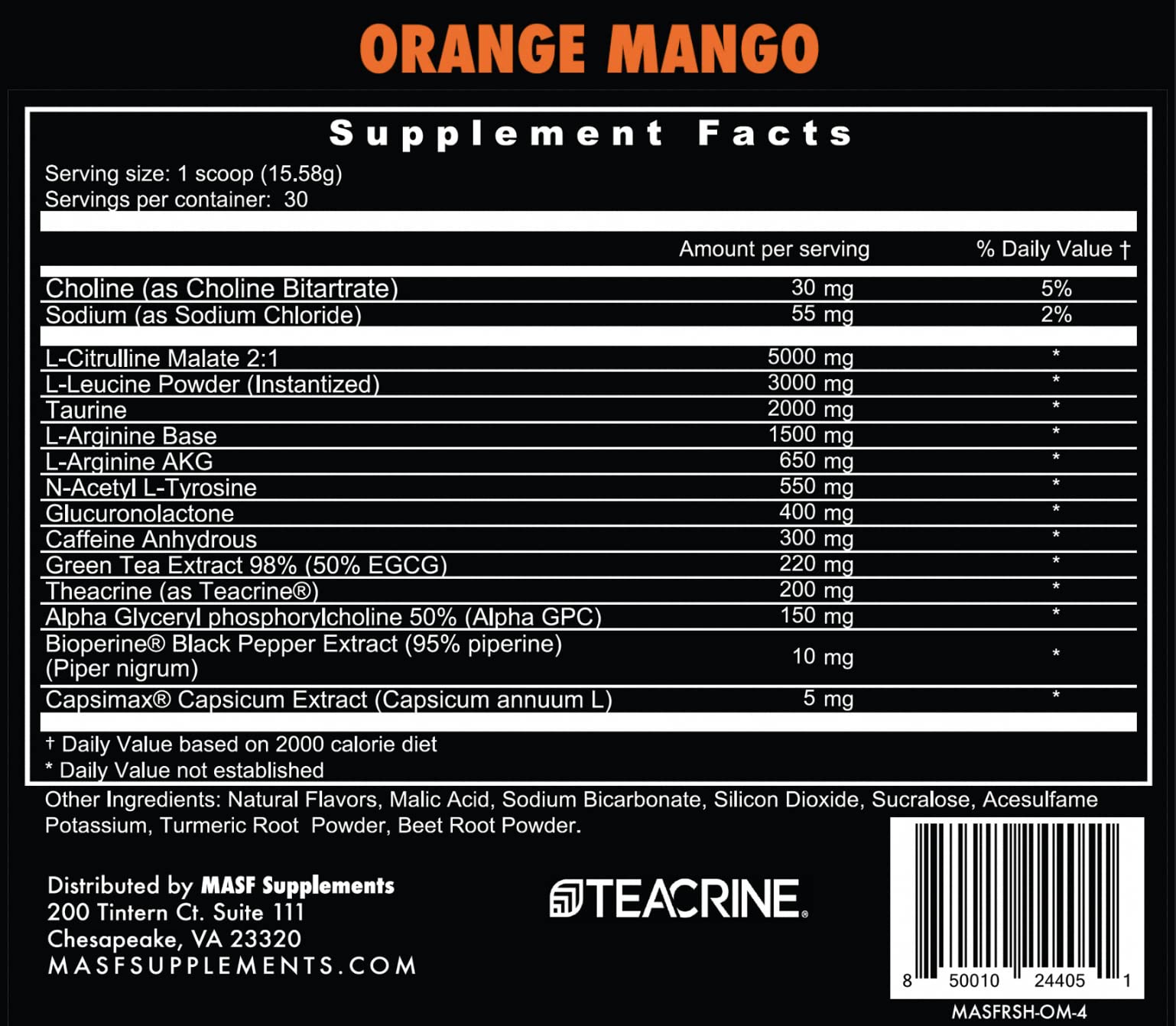 MASF Rush Pre-Workout (Orange-Mango) MASF uk supplements