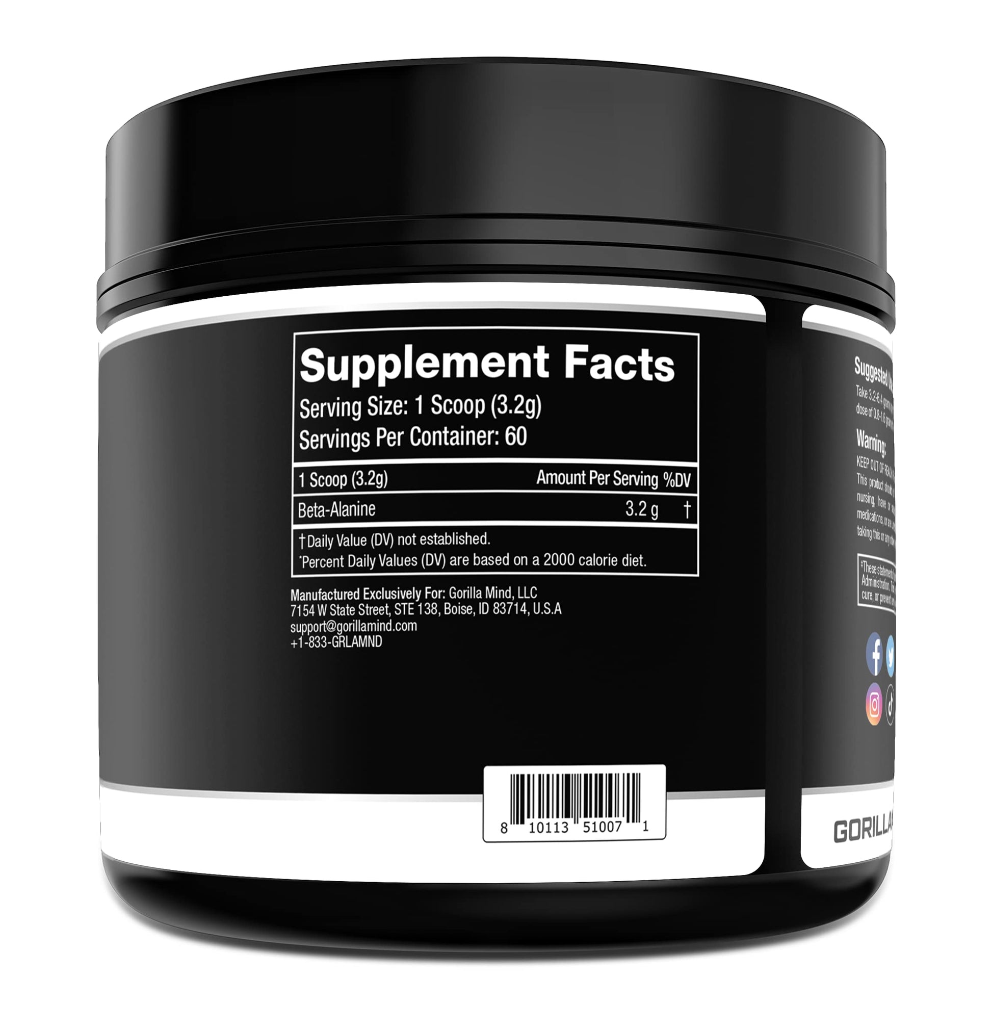 Gorilla Mode Beta-Alanine – Carnosine Precursor/Enhanced Muscular Endurance Gorilla Mind uk supplements