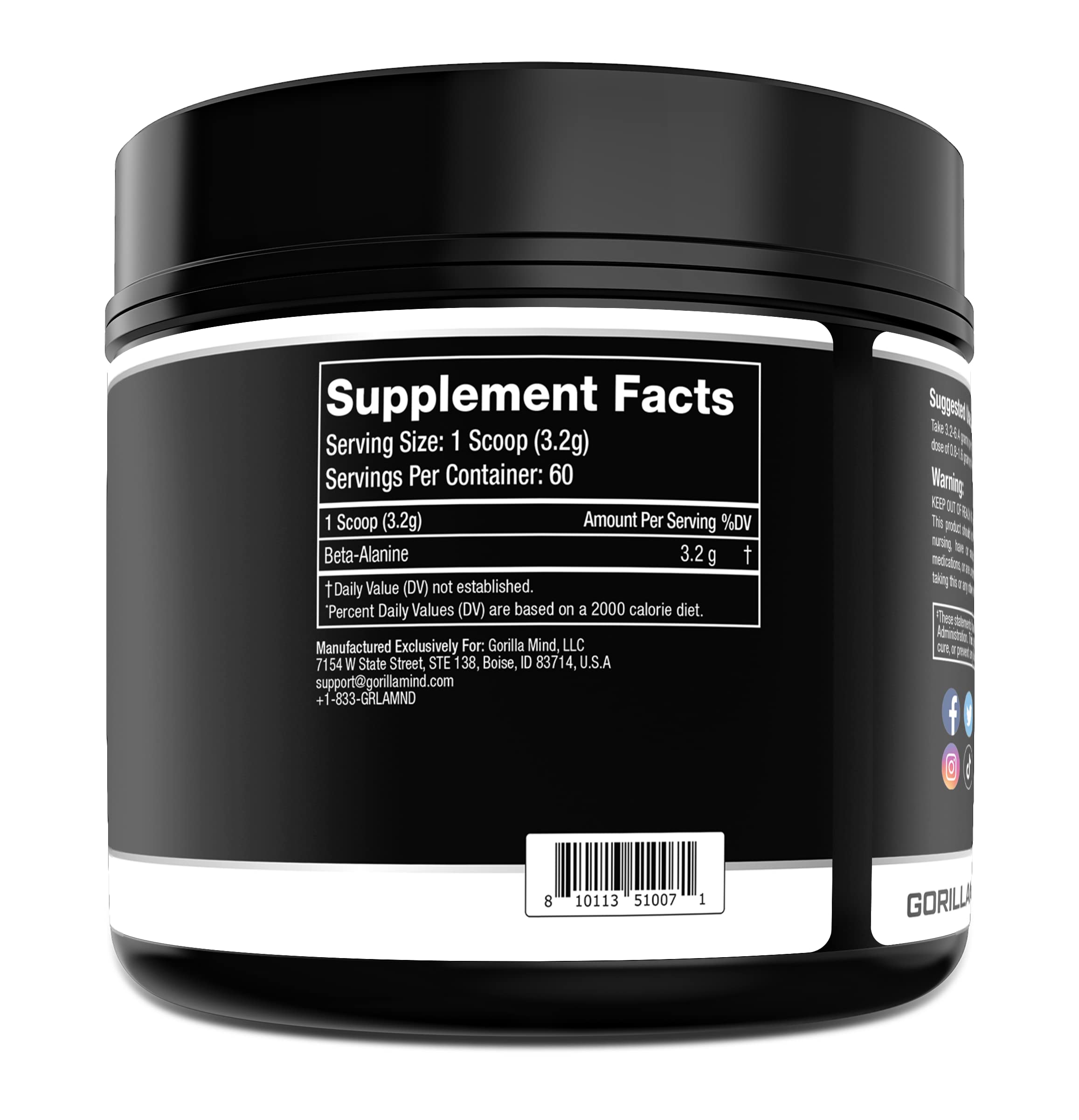 Gorilla Mode Beta-Alanine – Carnosine Precursor/Enhanced Muscular Endurance Gorilla Mind uk supplements