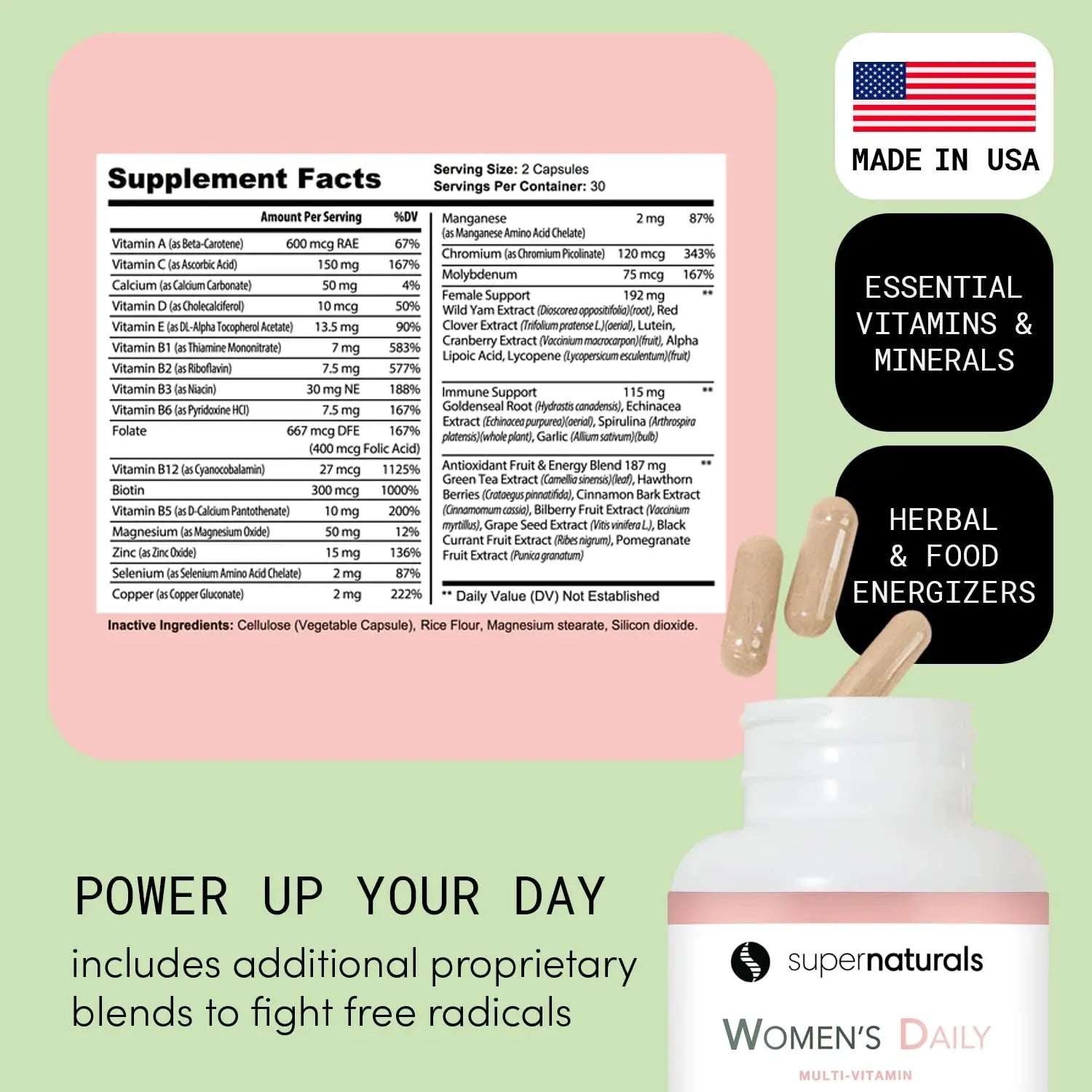Super Naturals Health, Multivitamin for Women, Immune Defense Supplement Multivitamin Capsules, Vegan Supplements for Women - 60 Capsules JLM NUTRITIONALS uk supplements
