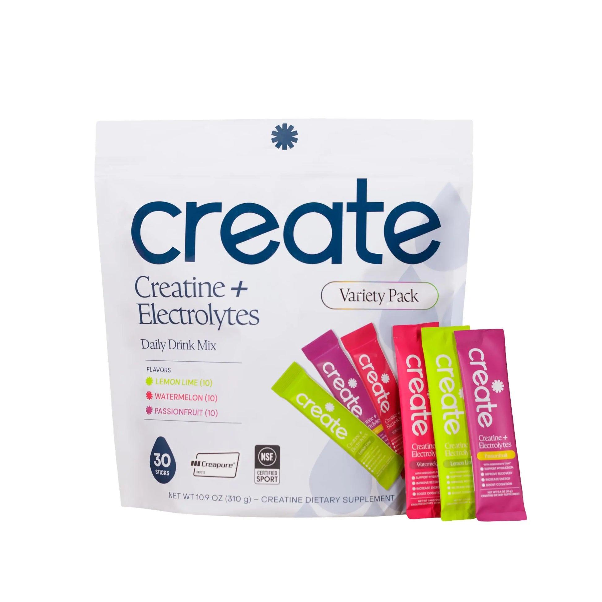 Create Creatine + Electrolytes Mix - Creatine Monohydrate Stick Packs, Supports Energy and Hydration, NSF Certified for Sport, 30 Count, Variety Pack Create uk supplements