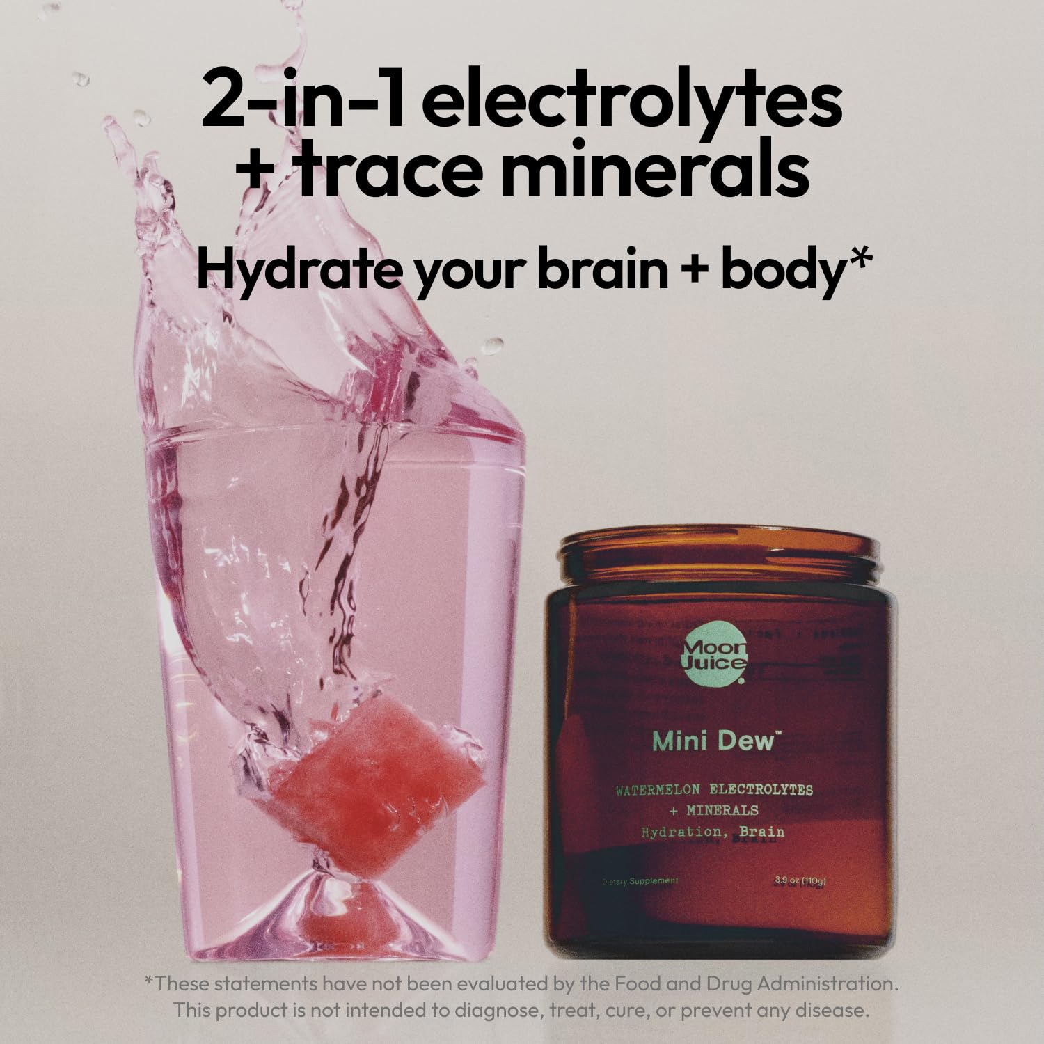Moon Juice Mini Dew Electrolytes Powder - Sugar Free Minerals & Electrolyte Hydration Powder for Instant Hydration & Brain Support - Magnesium, Calcium, Potassium, Pink Salt, Watermelon, 30 Servings Moon Juice uk supplements
