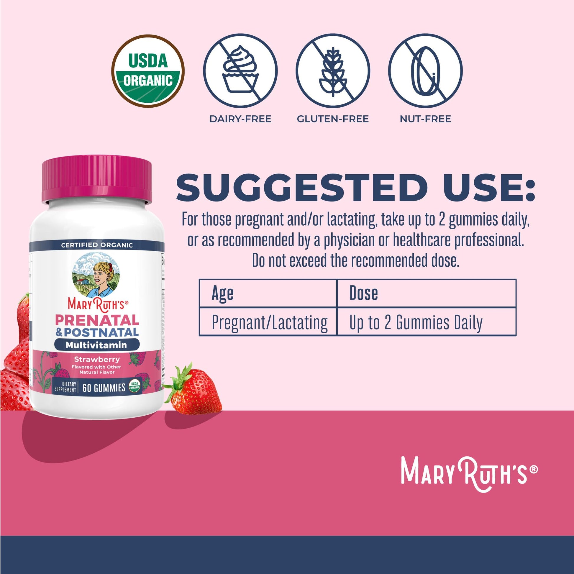 MaryRuth Organics Prenatal Vitamins for Women | USDA Organic Prenatal Gummies | Postnatal Vitamins for Women Breastfeeding | Methylfolate 800 mcg DFE | Iodine | Vegan | Non GMO | 30 Servings MARYRUTH'S uk supplements