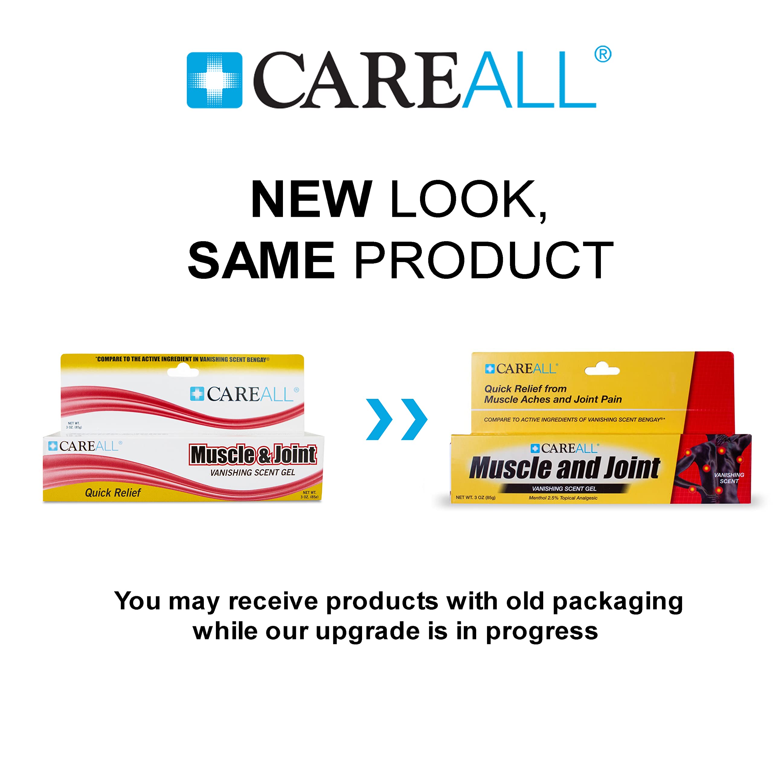 CareAll Muscle & Joint Vanishing Scent Gel, 3.0 oz. (3 Pack), Non-Greasy, Pain Relief Gel for Muscle, Back and Minor Arthritis, Topical Analgesic, 2.5% Menthol CareAll uk supplements