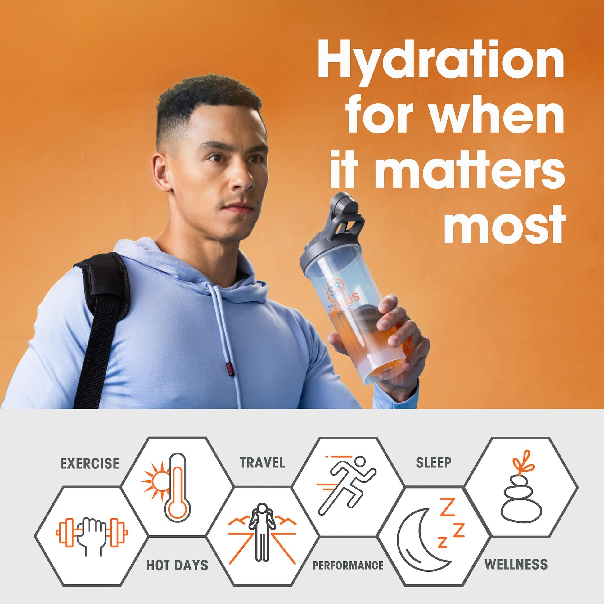 The Genius Brand Genius Hydrate - Electrolyte Supplement for Daily Hydration - Coconut Water - Sugar-Free - 8 Essential Minerals & Nutrients - Non-GMO - Sour Peach Rings - 20 Servings The Genius Brand uk supplements