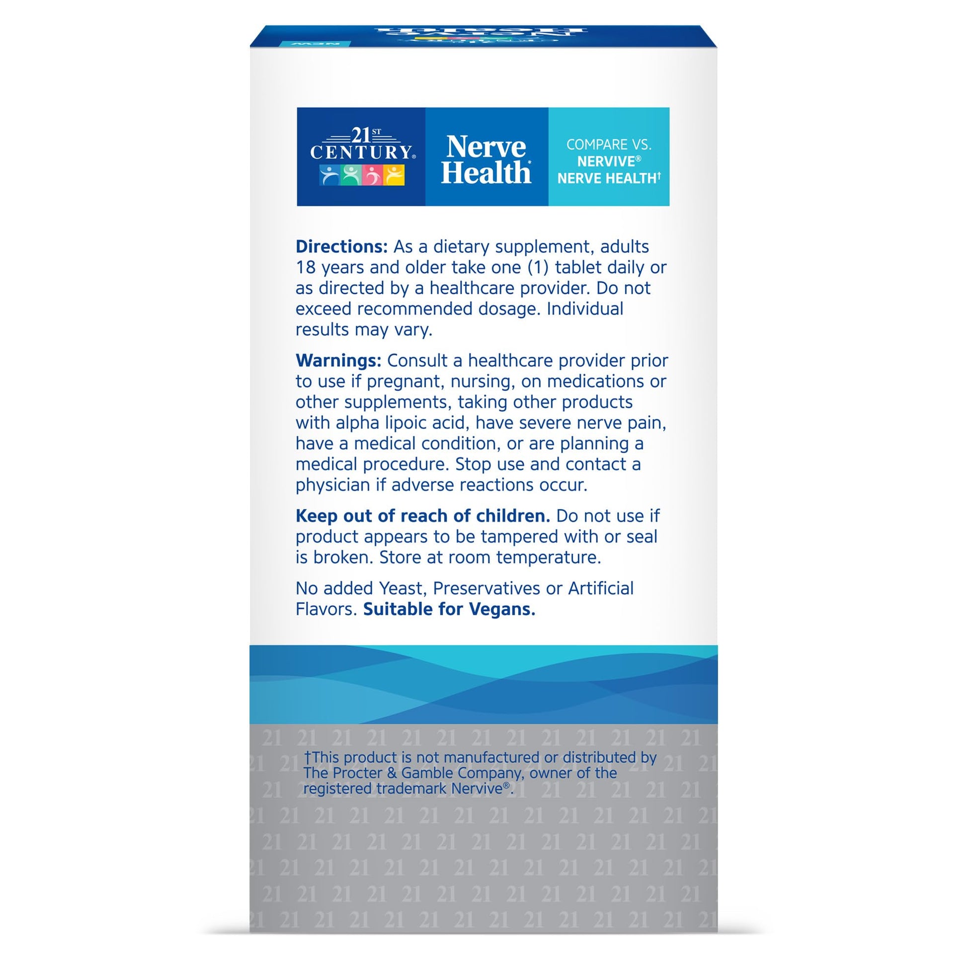 21st Century Nerve Health Tablets (30 Count), Alpha Lipoic Acid 300mg, B1, B6, & B12 Vitamins for Nerve Function Support, Antioxidant ALA Supplement, Gluten Free. Non-GMO, & Vegan 21st Century uk supplements