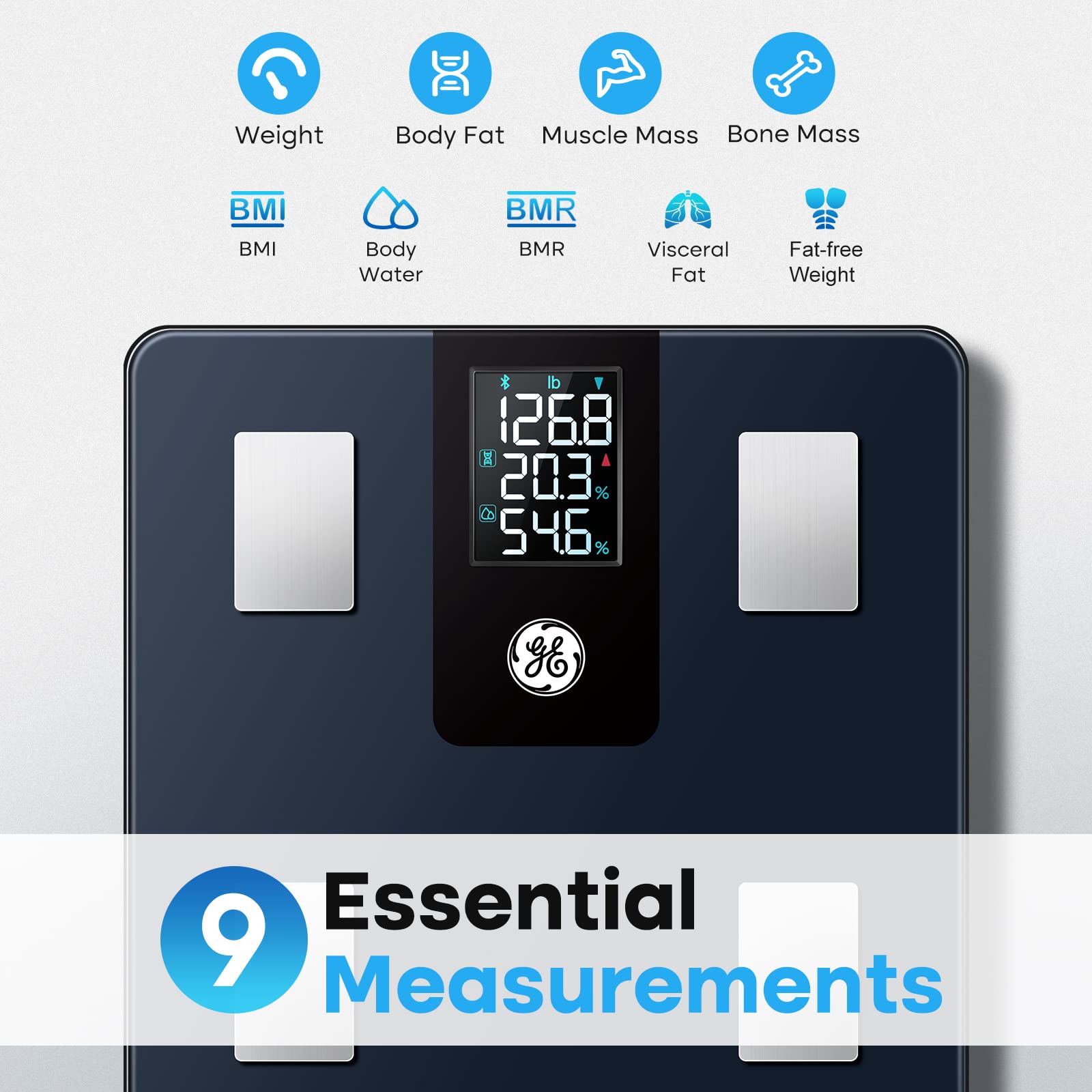 GE Smart Scale for Body Weight and Fat Percentage with All-in-one LCD Display GE uk supplements