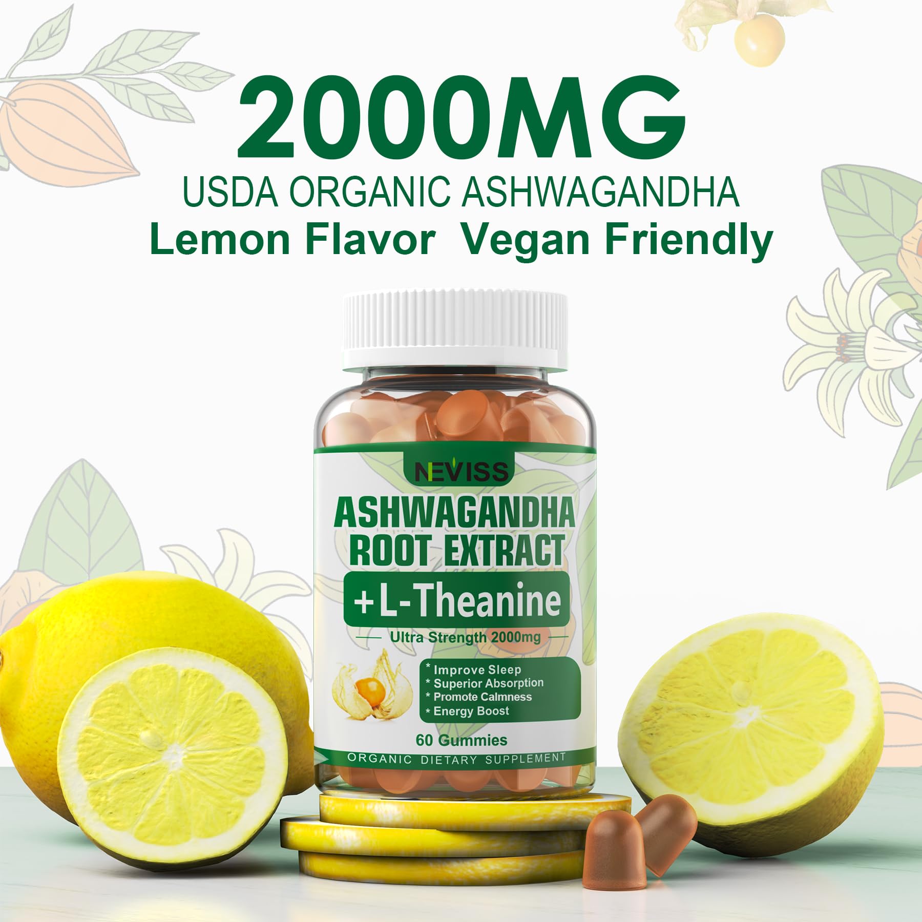 NEVISS Ashwagandha Gummies 2000mg, Feel Refreshed, Plus Proprietary Blend NEVISS uk supplements