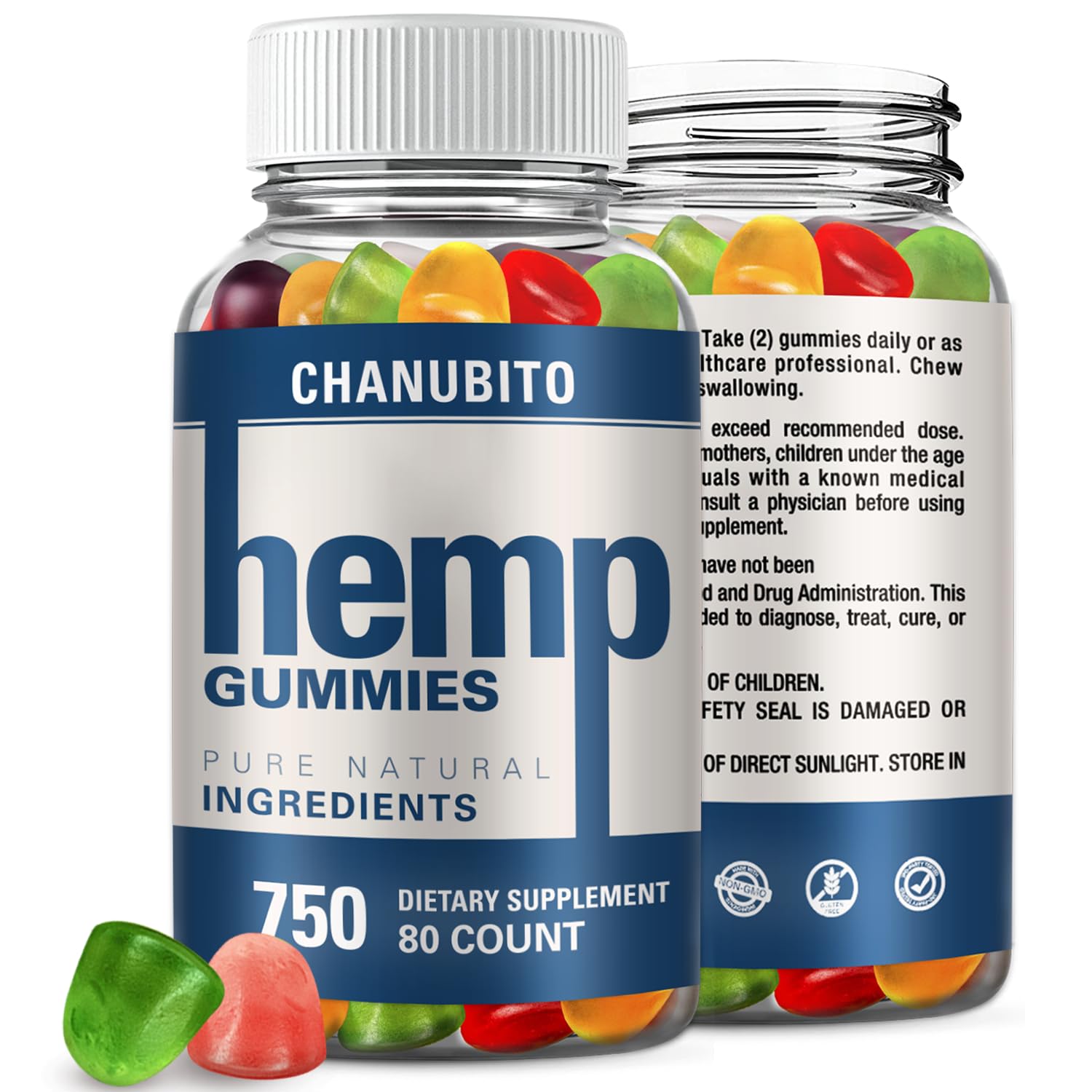 Hemp Gummies Organic High Potency Hemp Supplement - Pain, Sleep, Stress CHANUBITO uk supplements